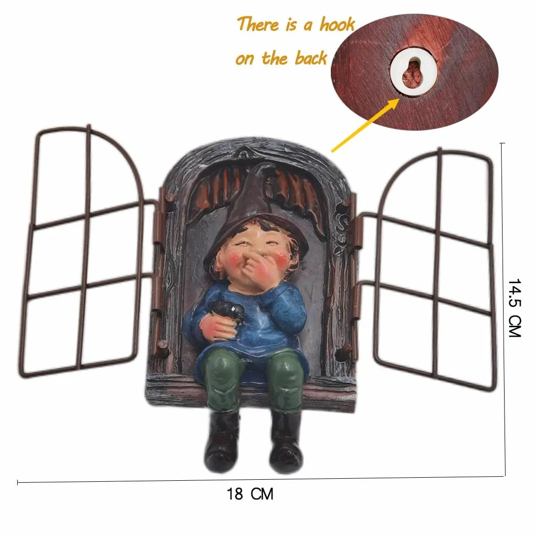 NIWWIN Garden Gnome, statua z żywicy 3D Ozdoby choinkowe, miniaturowa dekoracja statuy.Słodka figura statua Akcesoria ogrodnicze do wnętrz i na zewnątrz.Krzesło i grafika kreatywna w oknie (Female)