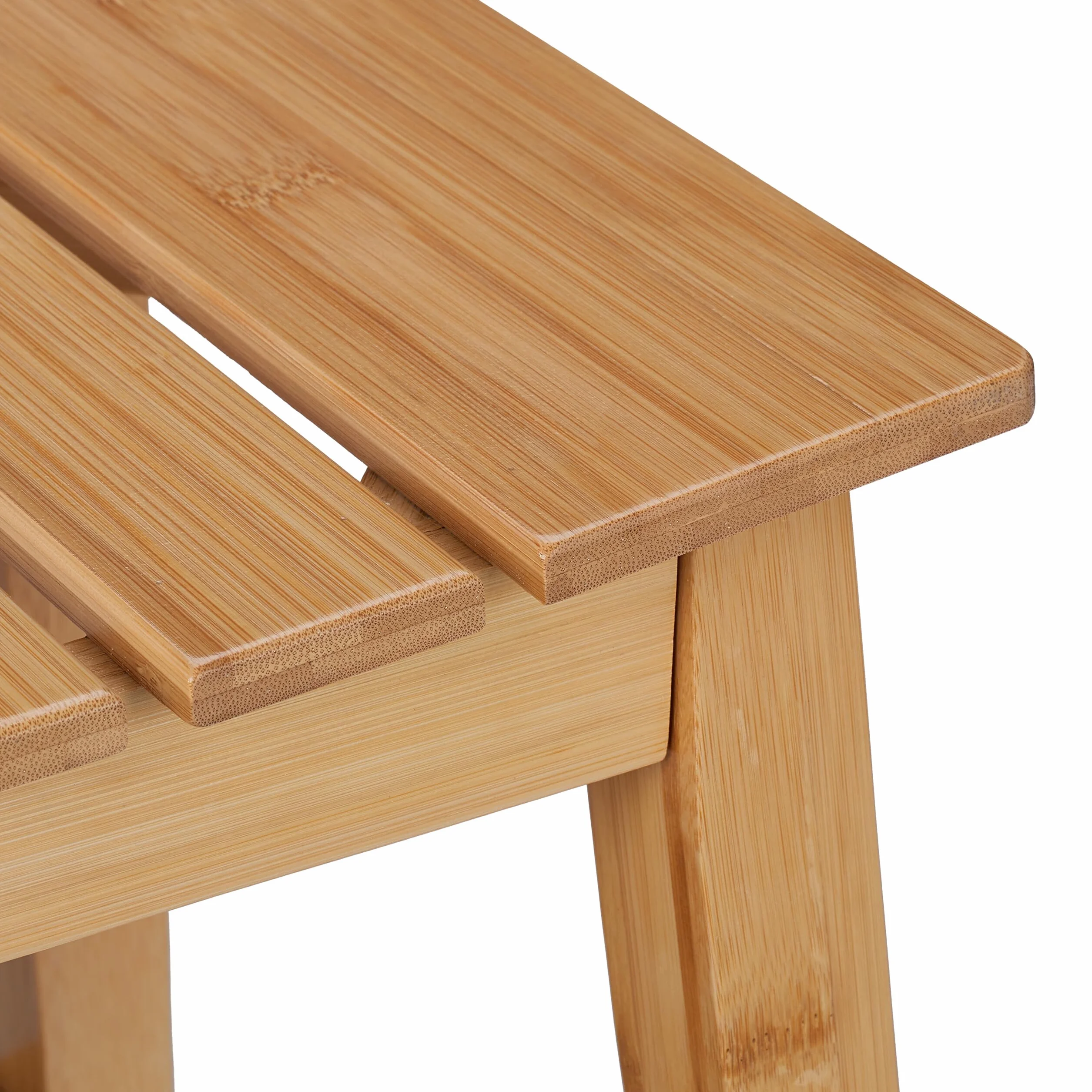 Relaxdays Taboret łazienkowy z dodatkową półką, taboret do siedzenia z bambusa, wys. x szer. x gł.: 45 x 51,5 x 34 cm, miejsce do przechowywania przedpokoju i łazienki, kolor naturalny