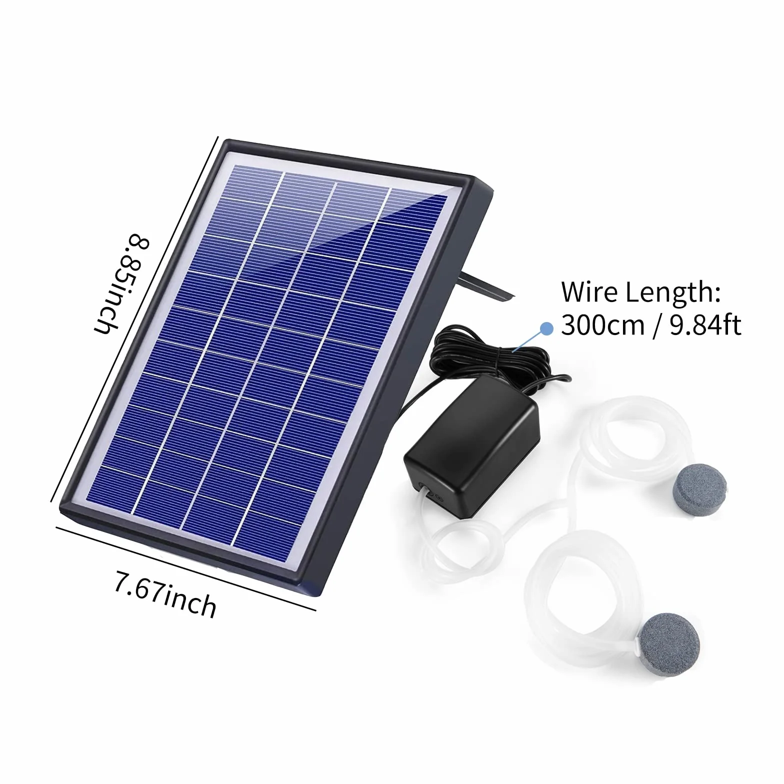 Andoer Staw utleniacz zasilany energią słoneczną 6 W Solarna pompa tlenowa do akwarium utleniacz do akwarium napowietrzacz tlenu pompa powietrza napowietrzacz wędkarski z rurą 2 kamienie bąbelkowe do