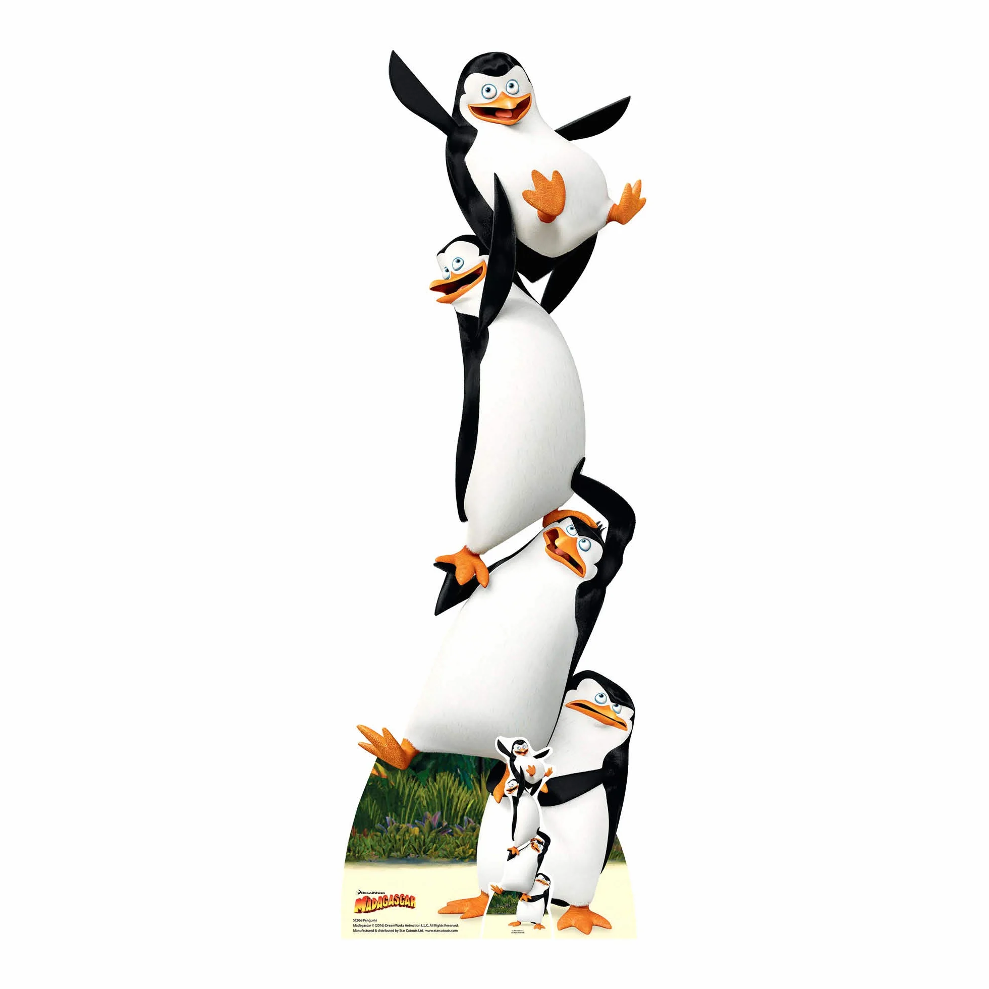 Star Cutouts Ltd SC969 pingwiny Madagaskar Topsy Turvy, karton, wielokolorowy, 160 x 57 x 160 cm