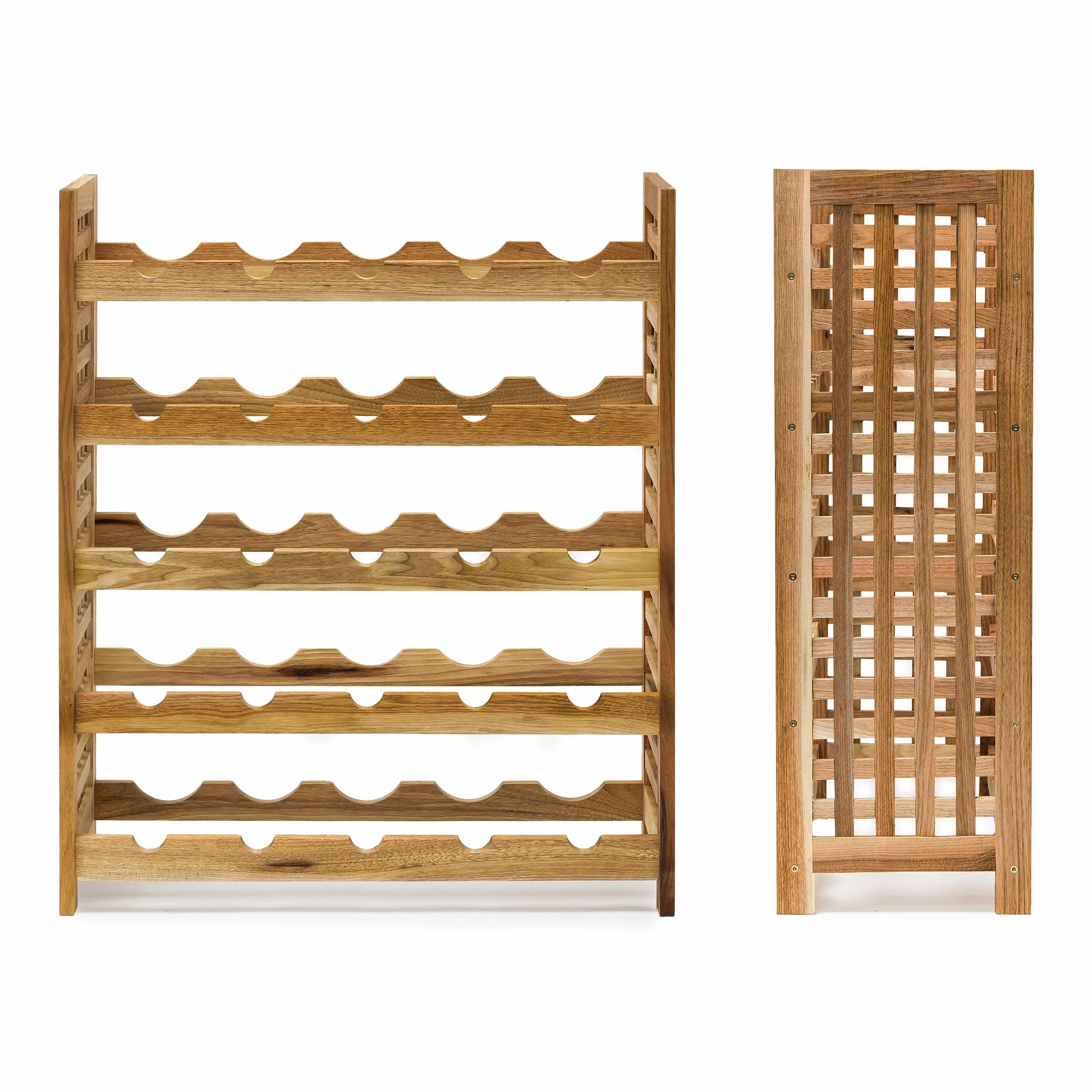 Relaxdays Stojak na wino z orzecha włoskiego na 25 butelek wina: 73 x 63 x 25 cm, drewniana półka na butelki, olejowany materiał orzechowy, 5 półek, 5 butelek na półkę, naturalny