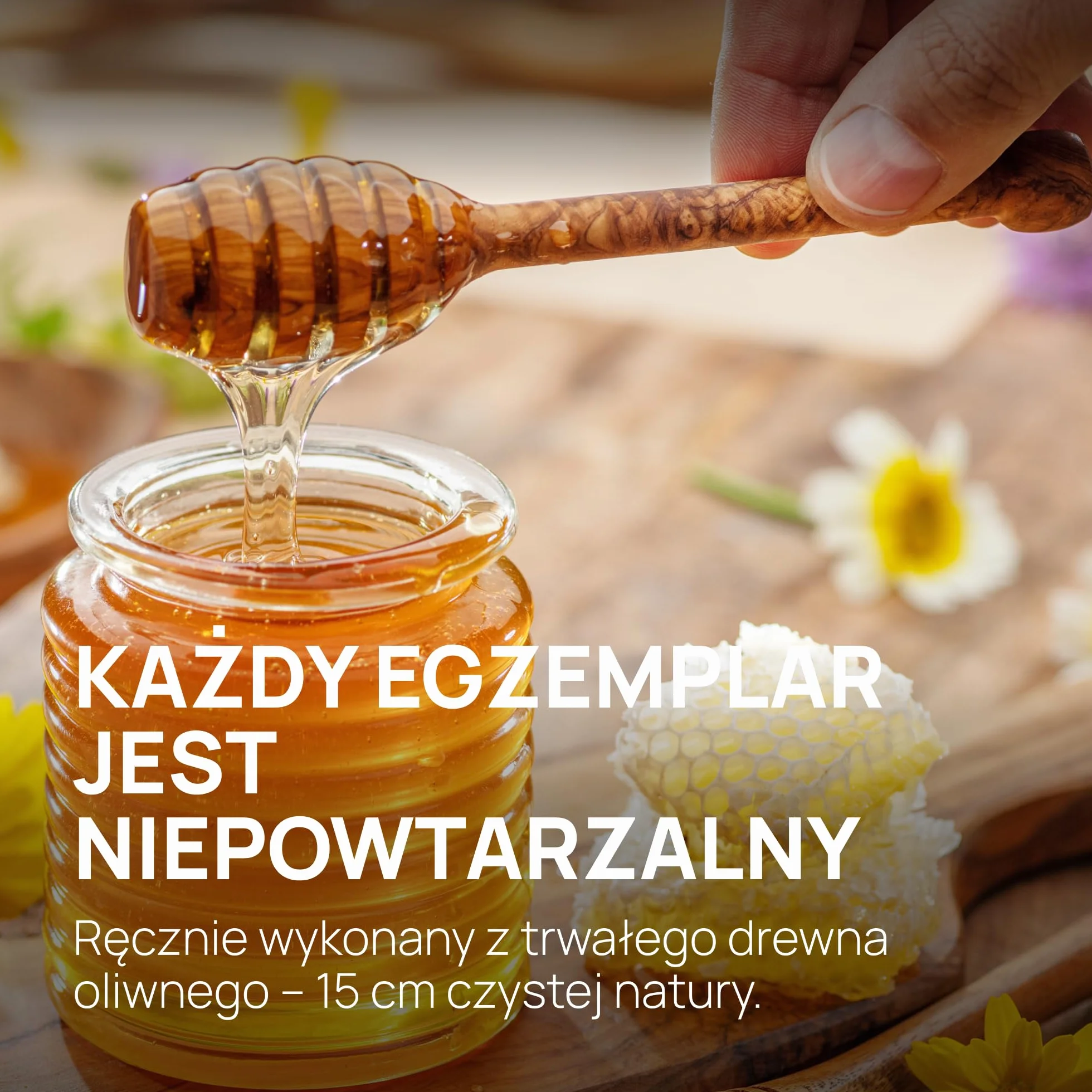 SCHWERTKRONE® Łyżka do miodu drewniana [drewno oliwkowe premium] – drewniana łyżka do miodu – miód lgel pomysł na prezent dla miłośników miodu – spirala miodu – łyżka do miodu – łyżka do miodu z