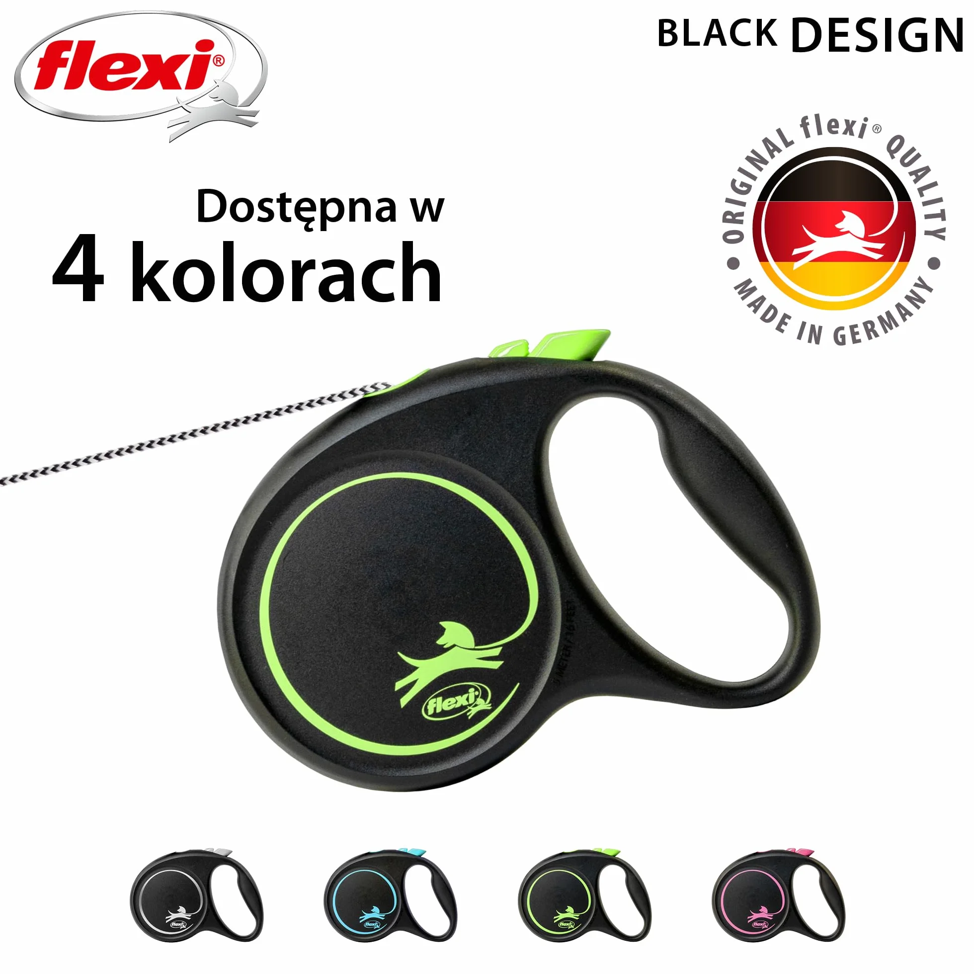 flexi smycz automatyczna Black Desing linka M 5m zielona