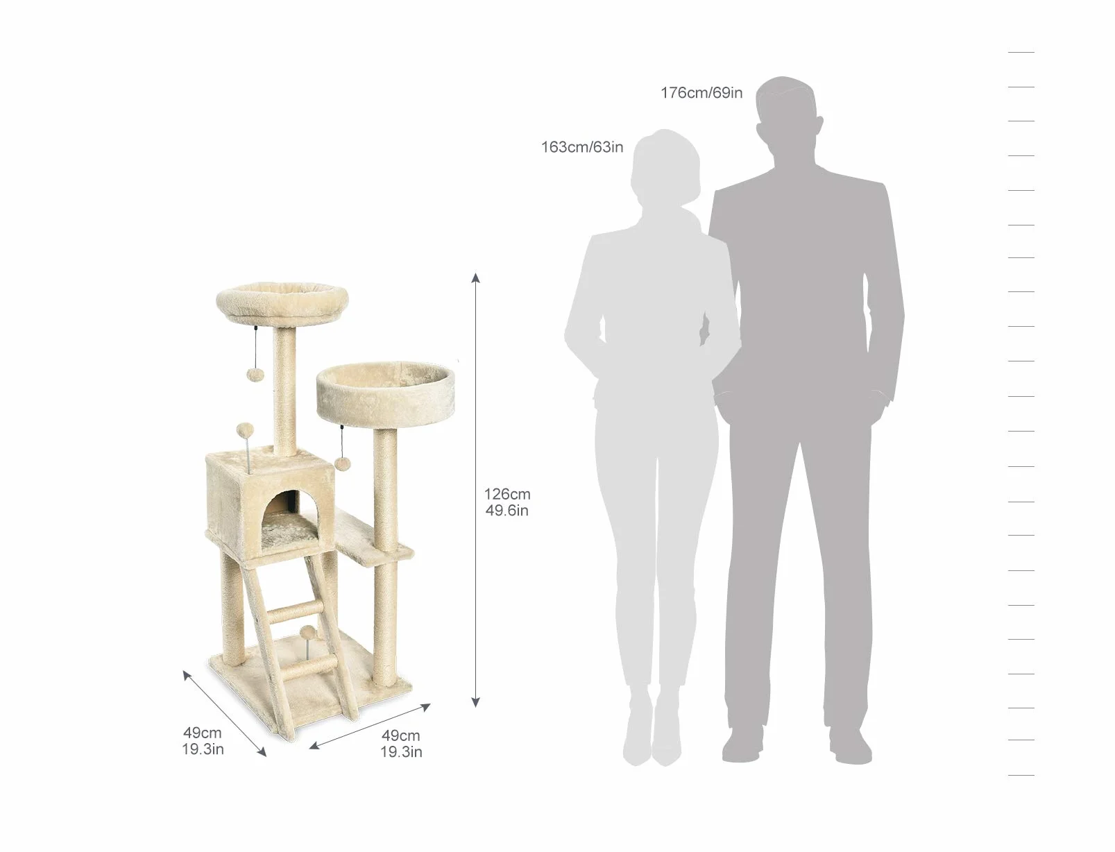 Amazon Basics Duży Drzewo-drapak dla Kota 127 cm Wielopoziomowy Beżowy