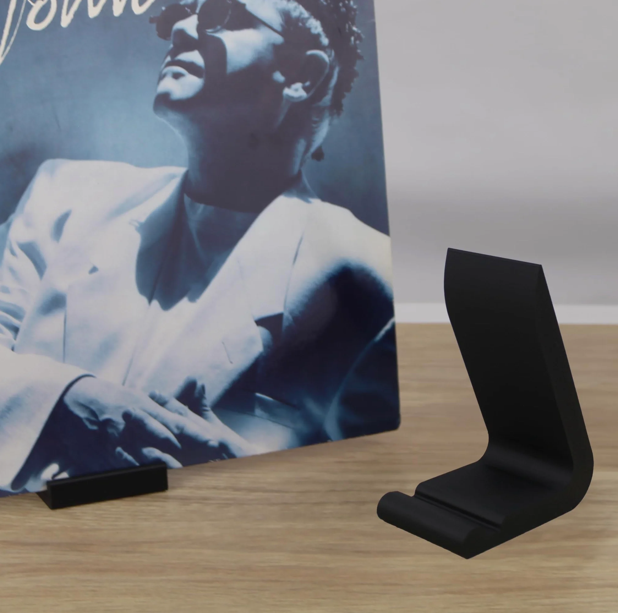 Stojak na płyty gramofonowe, minimalistyczny, retro, stojak LP, winylowy schowek (czarny)