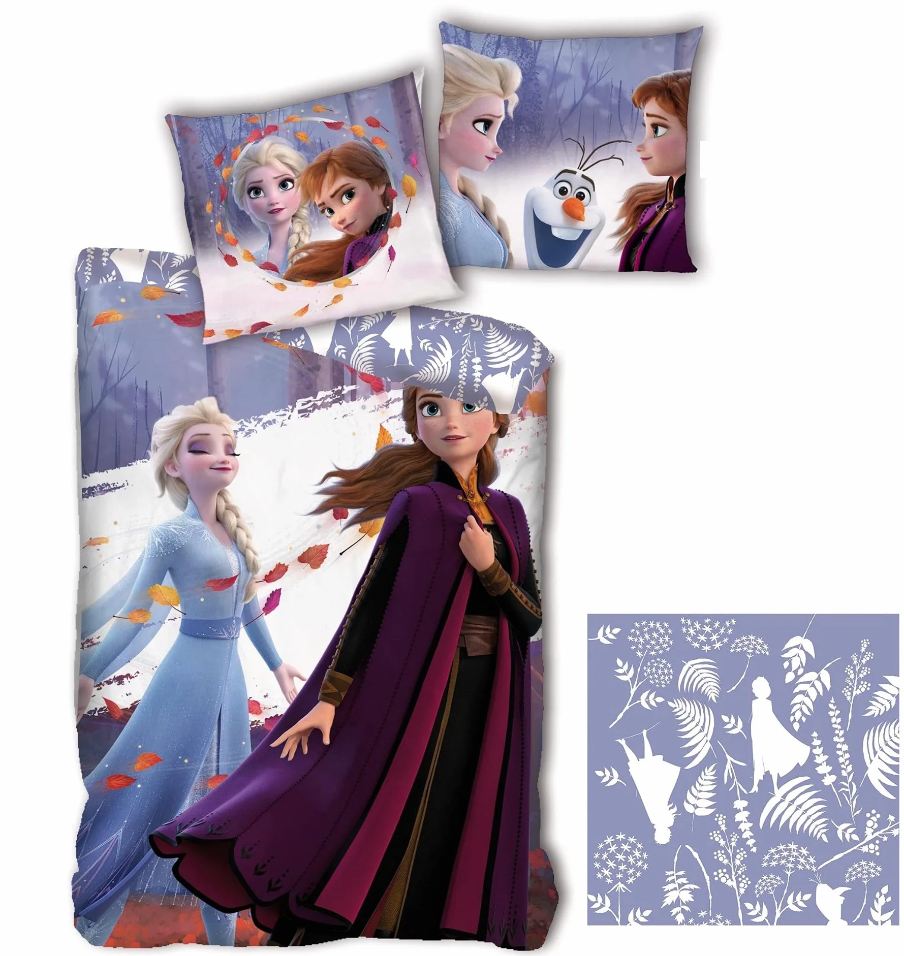 Pościel Anna i Elsa Frozen - Poszewka na kołdrę Reversible 140x200 cm + poszewka na poduszkę 63x63 cm