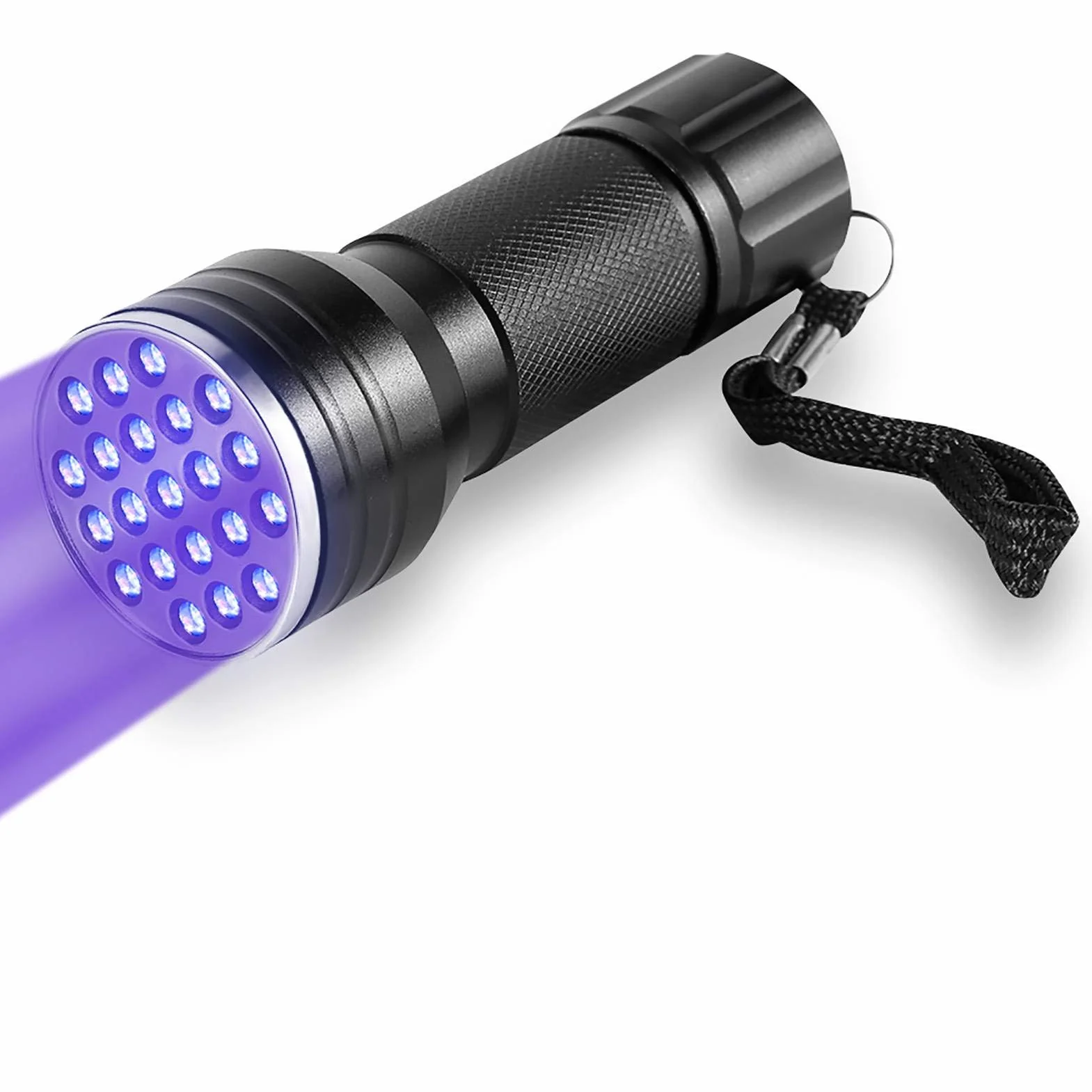 Latarka UV Ultraviolet Flashlight 21 LED Blacklight Lamp, Portable for Pet Mocz Detection, Stain Finder on Clothes, Carpet, Rugs, Floor
