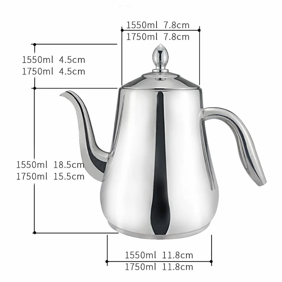 1750ml czajniki ze stali nierdzewnej z wyjmowanym zaparzaczem do herbaty,Imbryki, dzbanek, srebrny