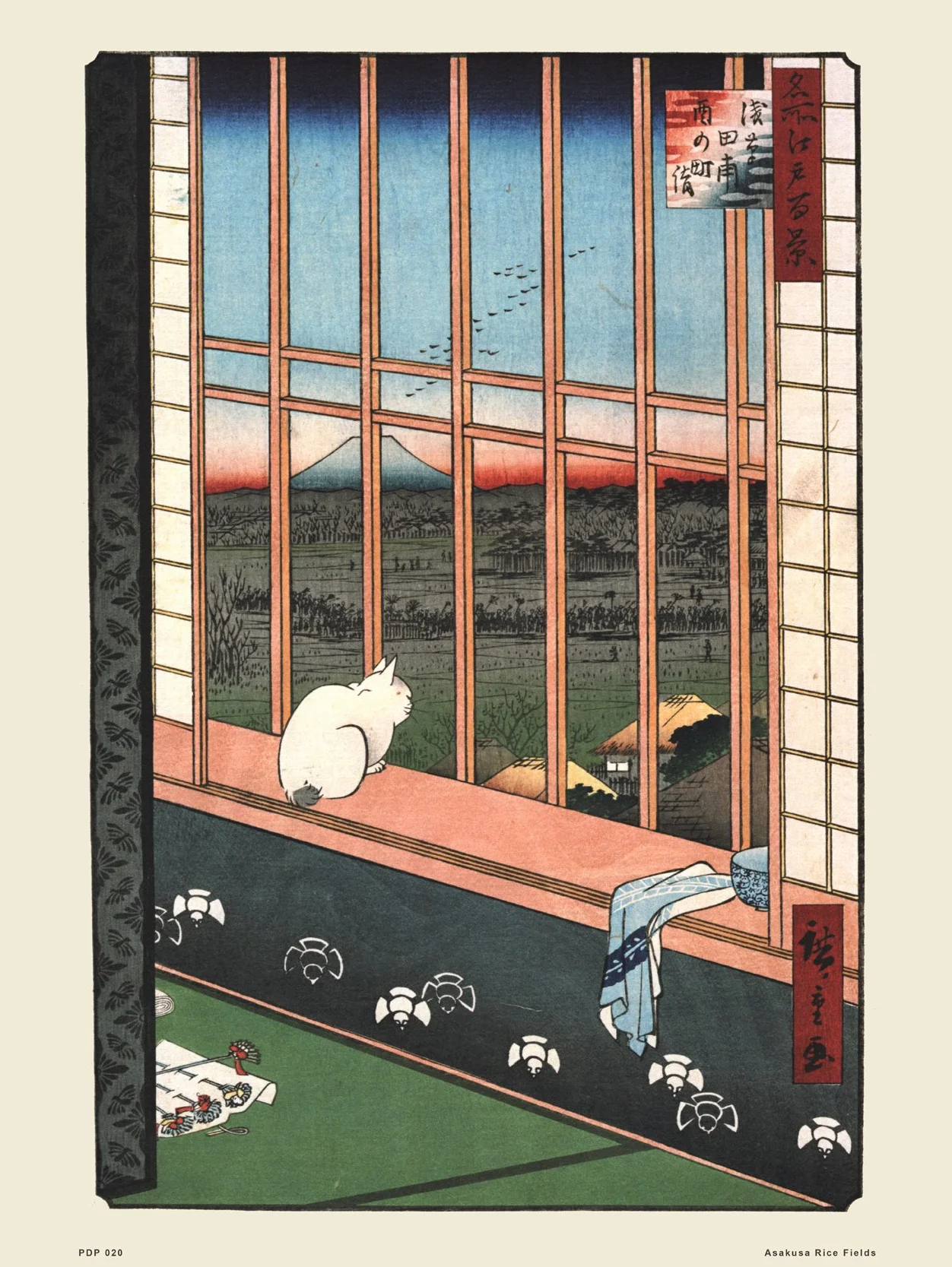 onthewall Hiroshige japoński plakat artystyczny druk Asakusa pola ryżowe