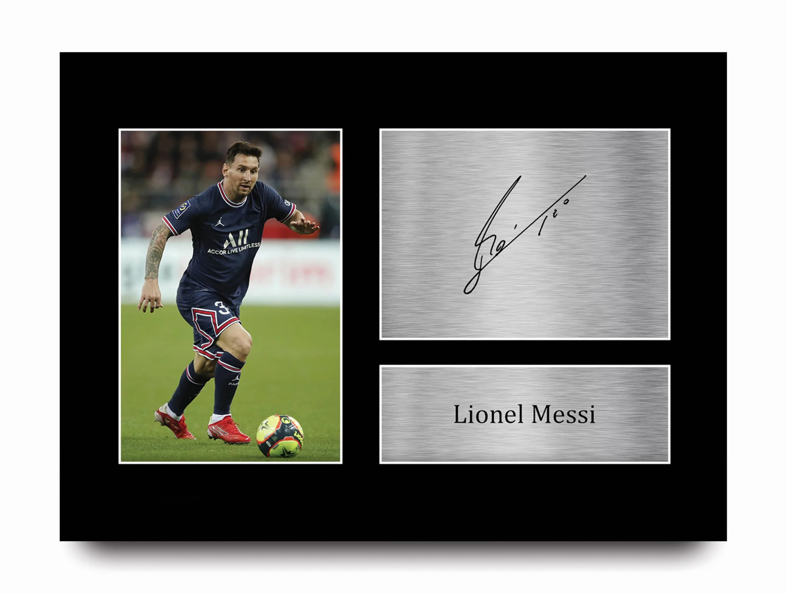 HWC Trading Lionel Messi Paris Blue and Reds Prezenty Drukowane Podpisane Zdjęcie Z Autografem Dla Fanów Piłki Nożnej I Kibiców - A4