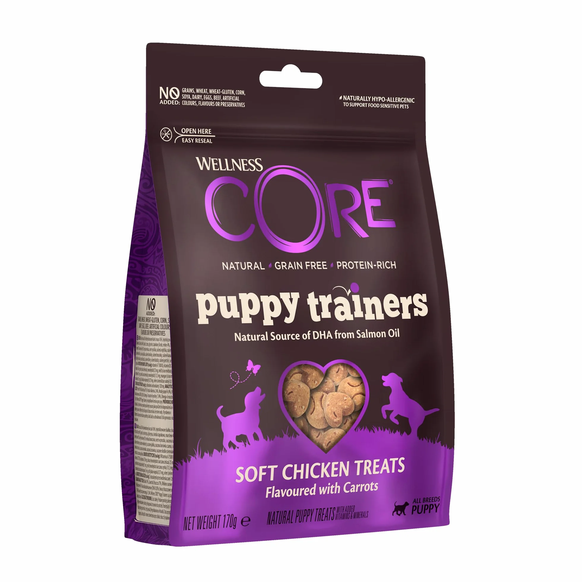 Wellness CORE Puppy Trainers 170g, Miękkie Przysmaki dla Szczeniąt, Bezzbożowe, Naturalne, Hipoalergiczne, Bogate w Białko