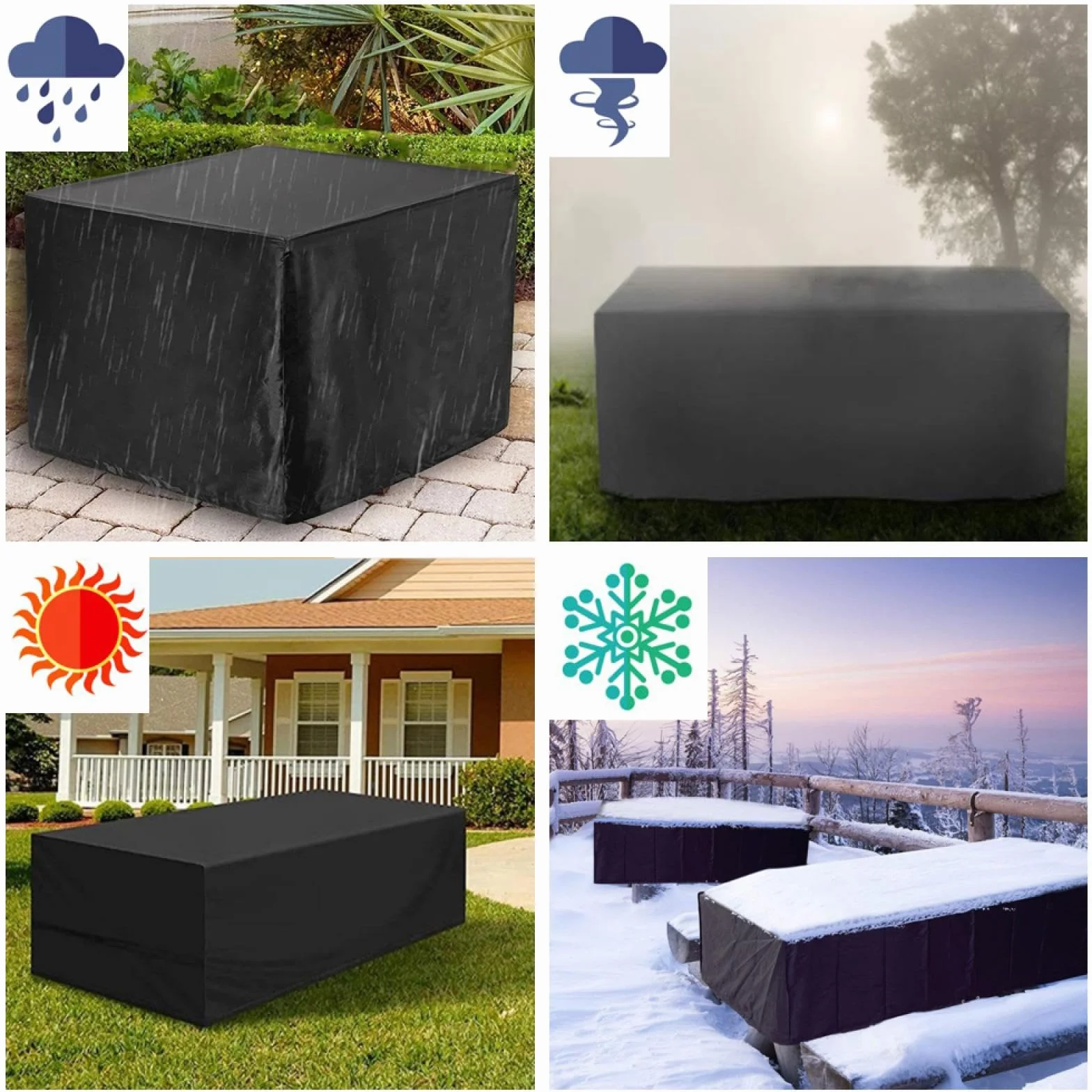 Pokrowce na Zestaw Mebli Ogrodowych 145x90x75cm/Dł.xSzer.xWys. Pokrowce na Meble Tarasowe Pokrowce na Stół Zewnętrzny Wodoodporny Duży Pokrowiec na Meble Ogrodowe Anty-UV 420D Oxford Poliester