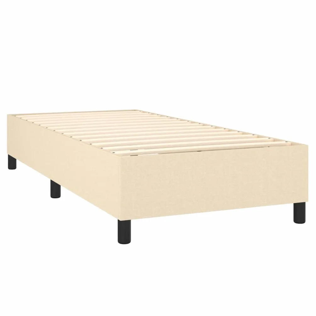 Łóżko kontynentalne z materacem kremowym, 80 x 200 cm, z materiału, łóżko tapicerowane z regulowanym zagłówkiem, pojedyncze łóżko z materacem ze sprężynami kieszeniowymi, przyjazna dla skóry