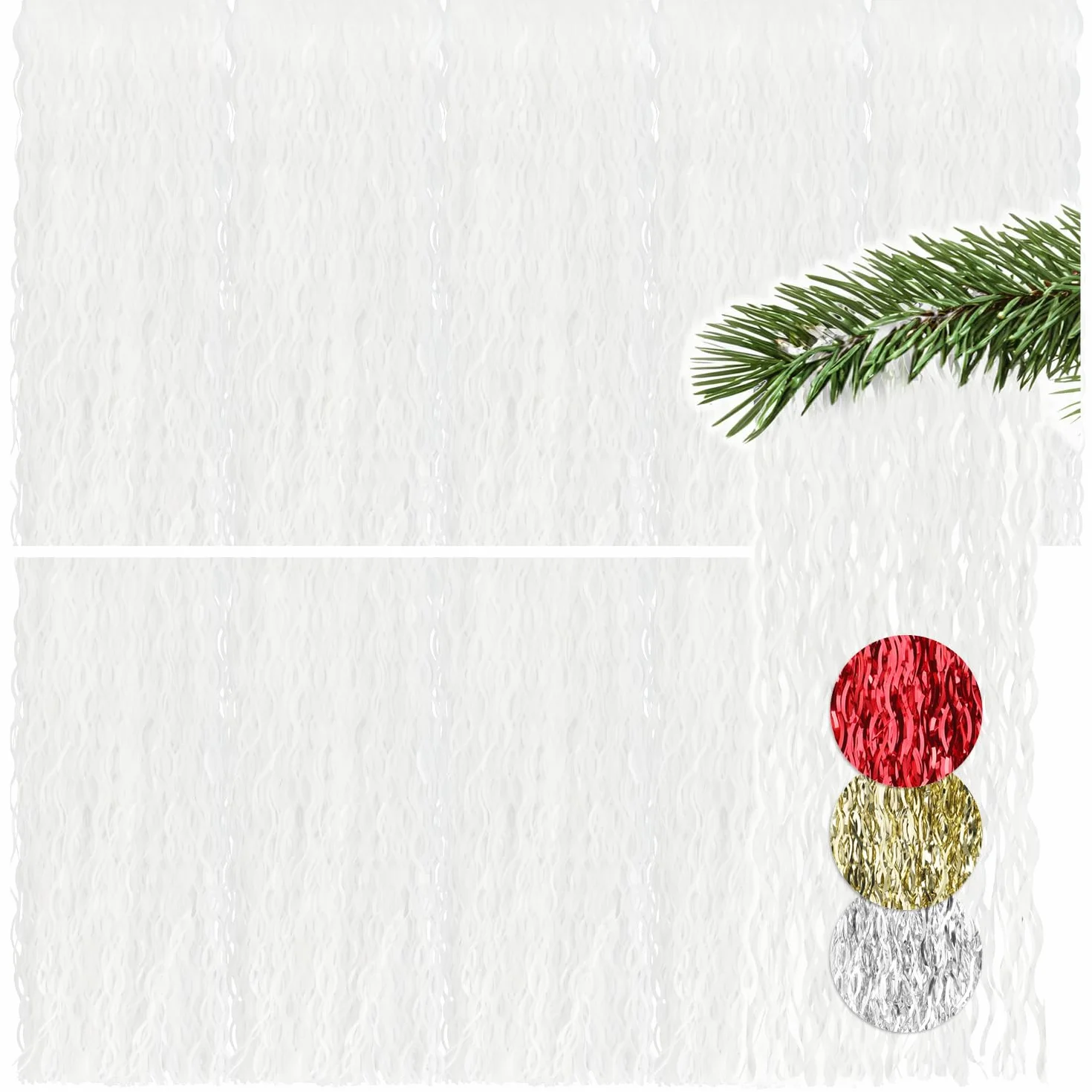 COM-FOUR® 10x blichtr - biala girlanda ze blichtru na Boze Narodzenie - ozdoby choinkowe na choinke - blichtrowa kurtyna z falistymi nitkami (bialy - 10 sztuk)