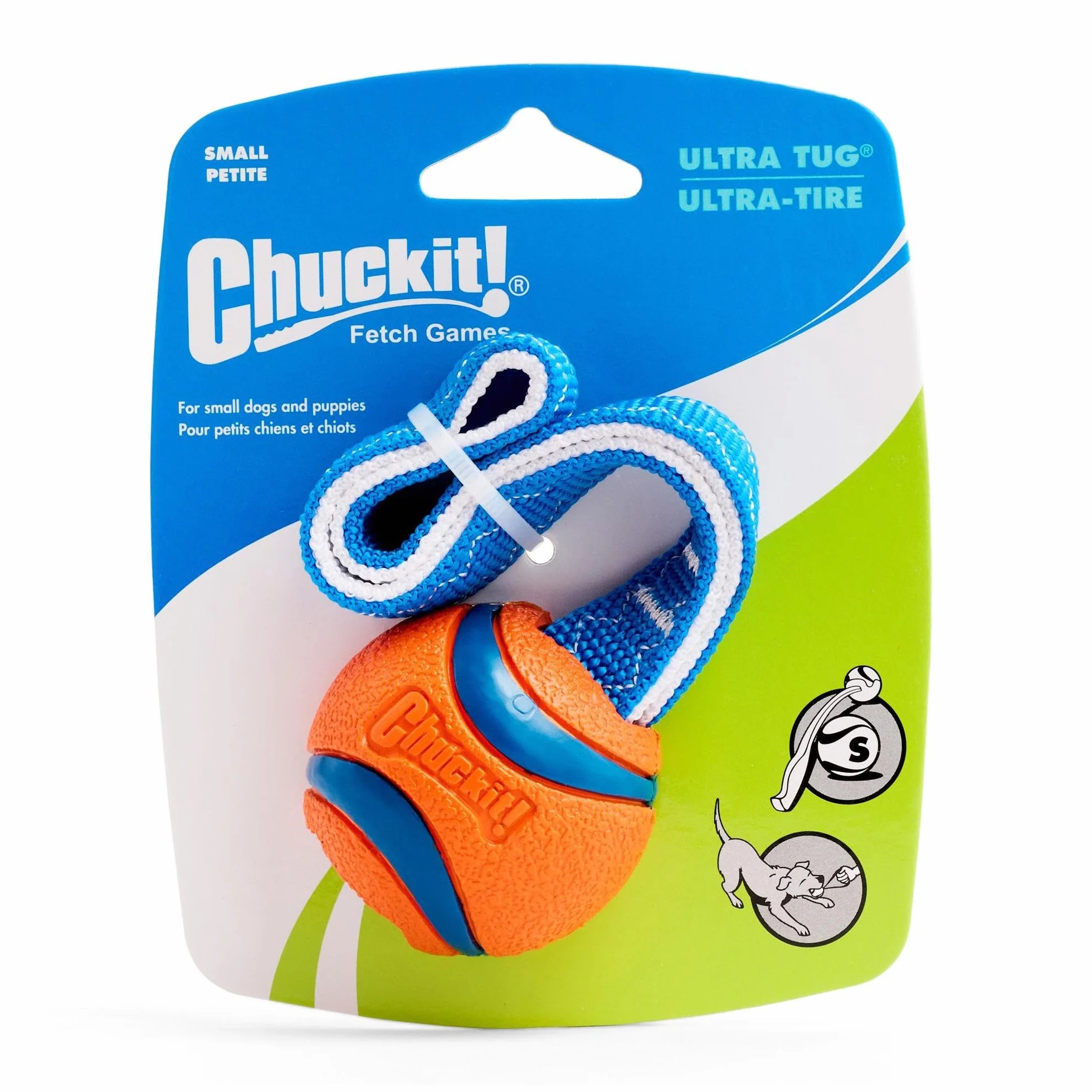 Chuckit! Ultra holownik zabawka dla psa z gumową kulką przeciąganie liny interaktywna zabawka dla psów, mała