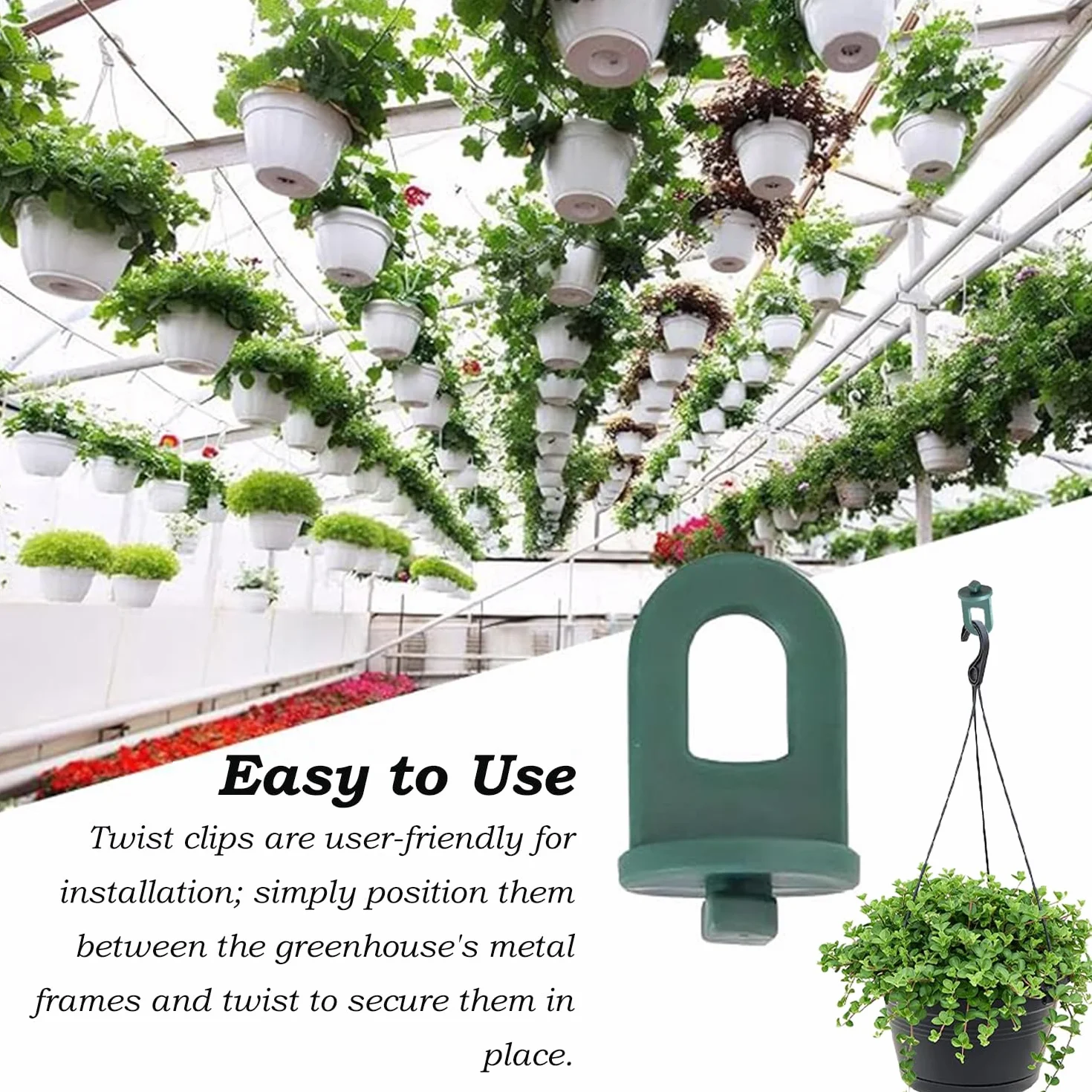 50 sztuk haczyków skręcanych Green House, plastikowe haczyki skręcane do szklarni, do szklarni ogrodowej, do wewnątrz szklarni, do zawieszania kotwic z kanałów prętów szklarniowych