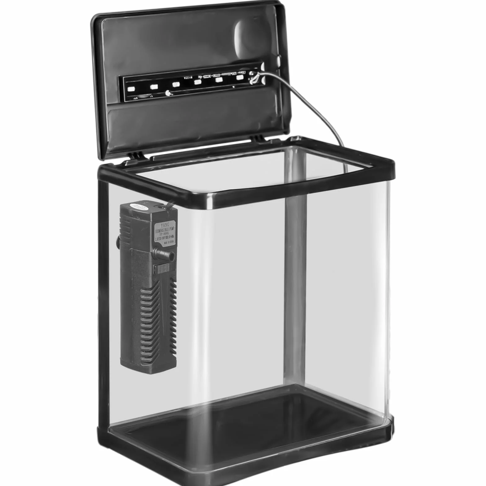 Arona - elegancki zestaw do akwarium 3 l w kolorze czarnym – kompletny zestaw z filtrem, oświetleniem LED i osłoną – idealny dla początkujących, do biura i mieszkania