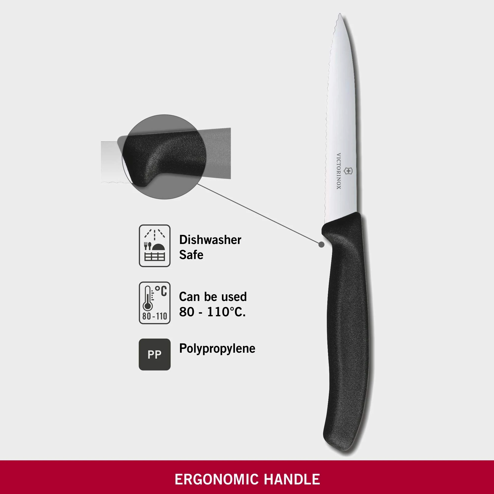 Nóż do warzyw, FIBROX BLACK SAW, 10 cm
