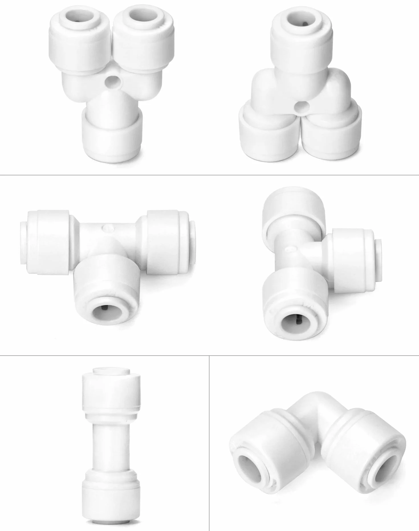 QWORK® 10m 6.35mm (1/4 ") Uniwersalny zestaw przyłączeniowy do rury wlotowej wody (Y + T + I + L typu Combo + zawór odcinający) z przecinakiem do węża, odpowiedni do większości zamrażarek