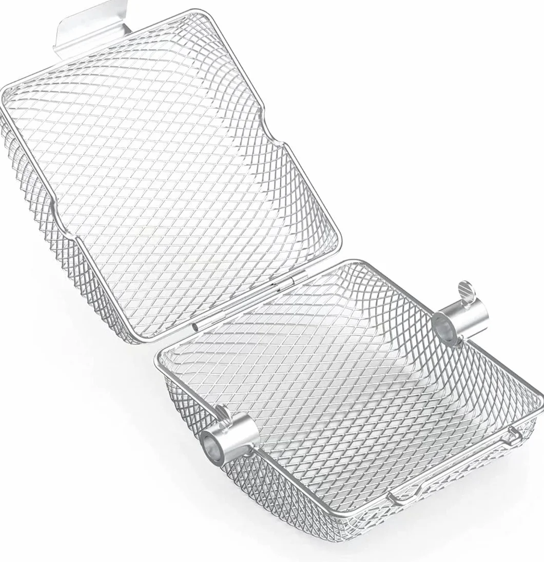 Onlyfire 2-pak koszyk na grill z rożnem, Stal nierdzewna/Mały rozmiar 17 * 15 * 9 cm, Pasuje do większości grilli na węgiel i gaz