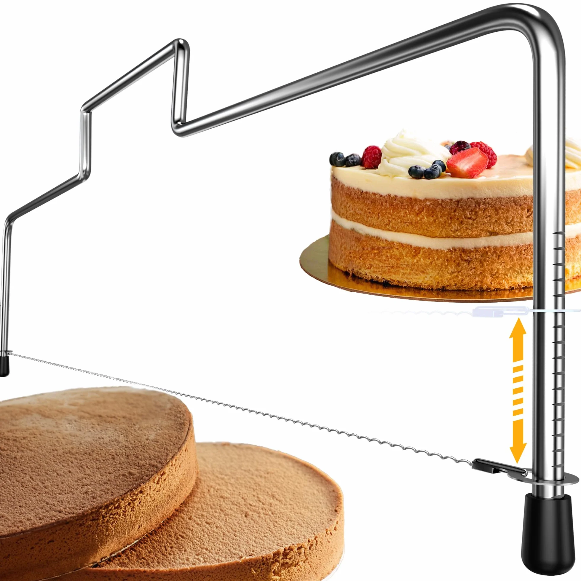 4smile Regulowany drucik do krojenia ciasta w linii prostej – drut do cięcia ciasta wykonany ze stali nierdzewnej i łatwy do czyszczenia – pieczenie będzie przyjemnością, a warstwowe ciasta będą się