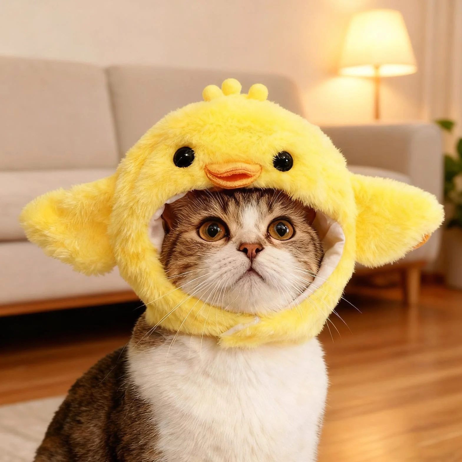 Cat Hat Cute Cartoon Decoration Short Plush Pig Chicken Design Funny Headwear Party Accessory Christmas Halloween Festival Dress Up for Small Animals Dogs Cats