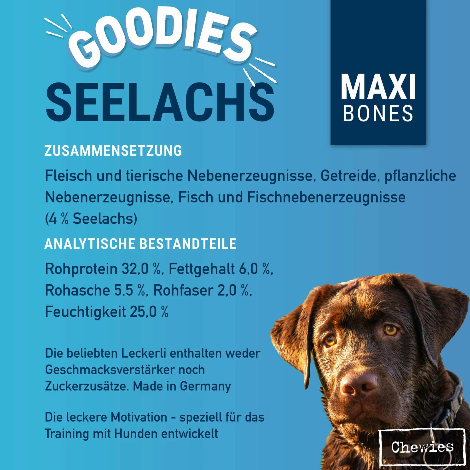 Chewies Przysmaki treningowe dla psów Maxi z łososia, 200 g, przekąski dla psów bez cukru i z dużą zawartością mięsa, idealne jako przysmak treningowy dla Twojego psa