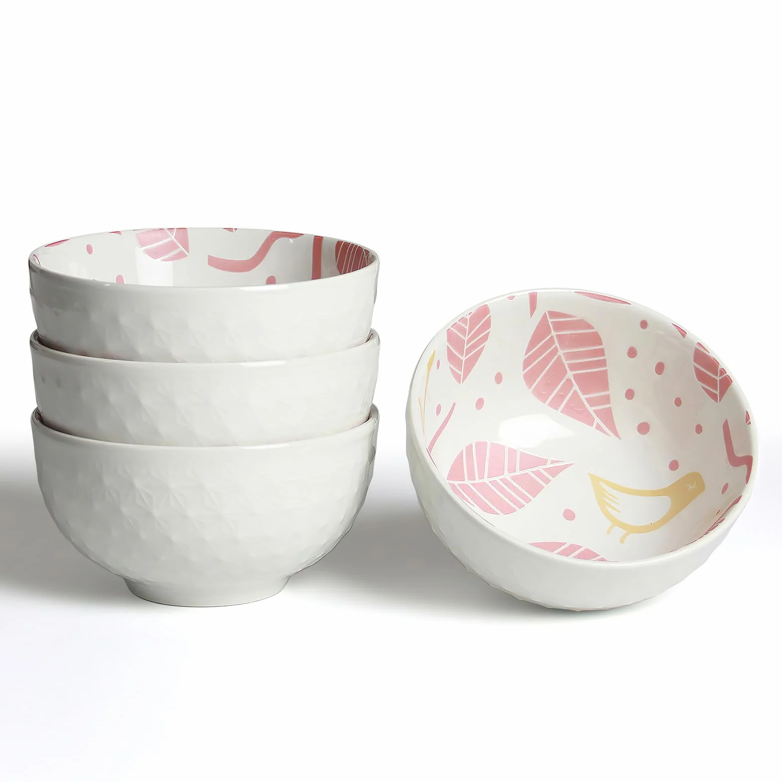 AOOSY Porcelanowa miseczka do musli, zestaw misek deserowych, 350 ml, miska na ryż, miska na zupę, miska do sałatek, porcelanowych misek ceramicznych, do sałatek, zup, ramenu, ryżu, zestaw 4 sztuk