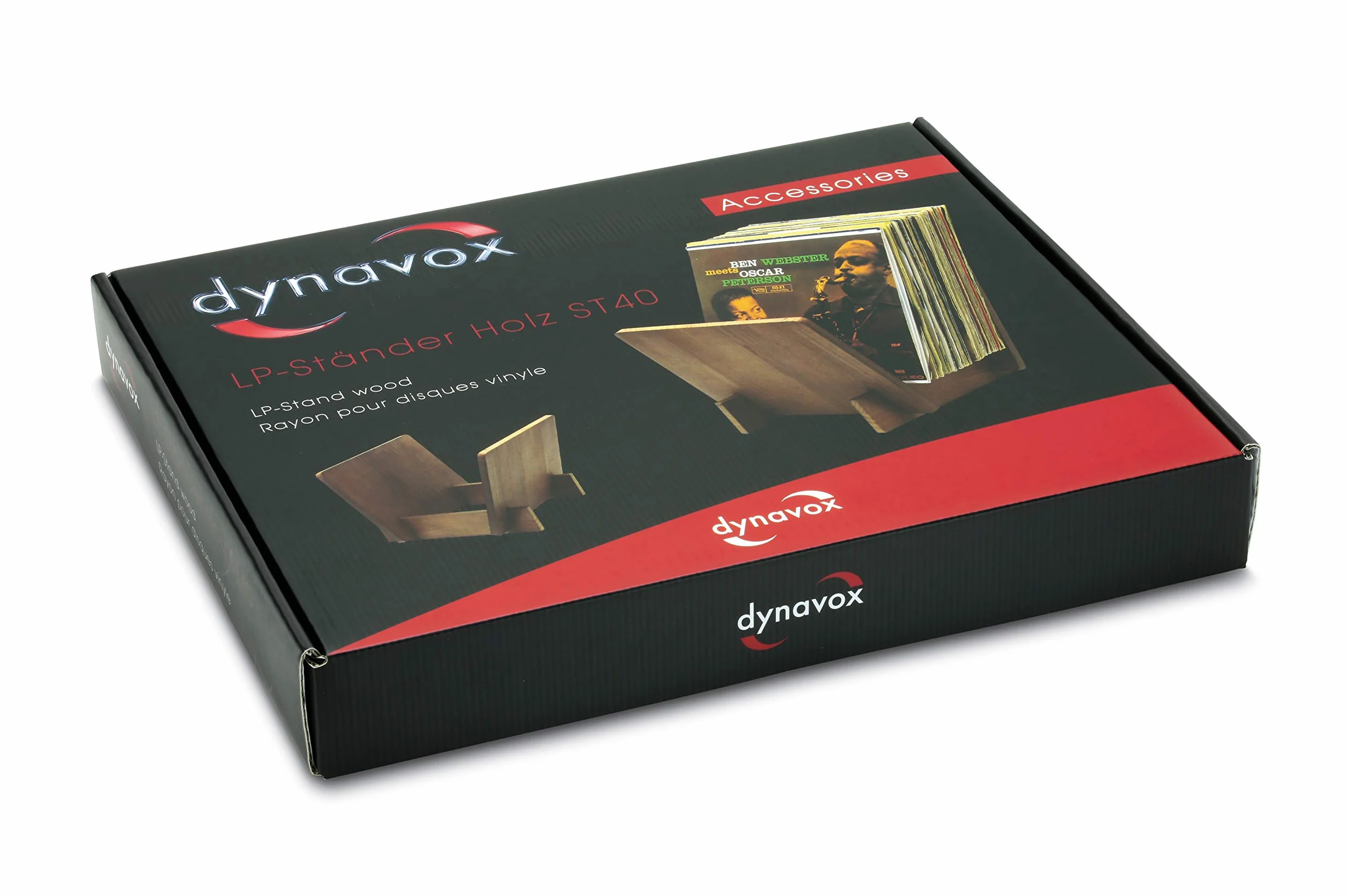 Dynavox LP-Ständer ST40, pudełko do przechowywania płyt winylowych z drewna sosnowego, do 40 płyt LP's i Singles, jasnobrązowe