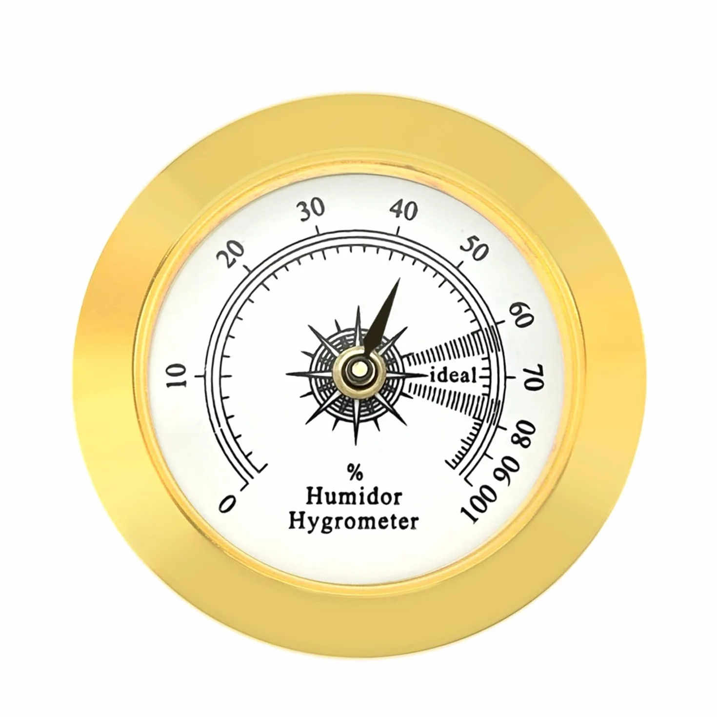 Higrometr jako zamiennik do humidorów, Ø 38 mm, złoty, okrągły stop, precyzyjny monitor, humidor do cygar, higrometru/walizki gitarowej/szklarni