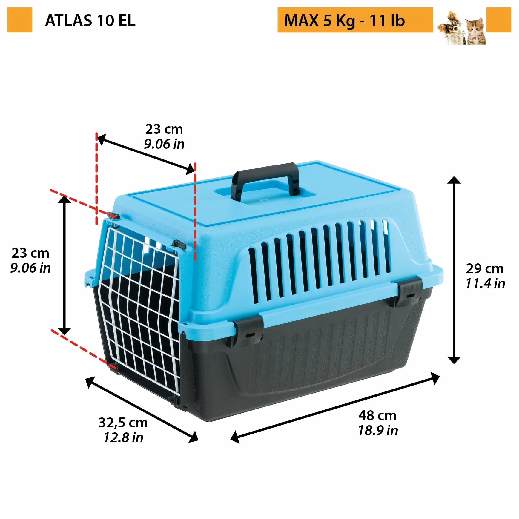 Ferplast Atlas 10 transporter dla kotów do 5 kg 32,5 x 48 x 29 cm twarda obudowa