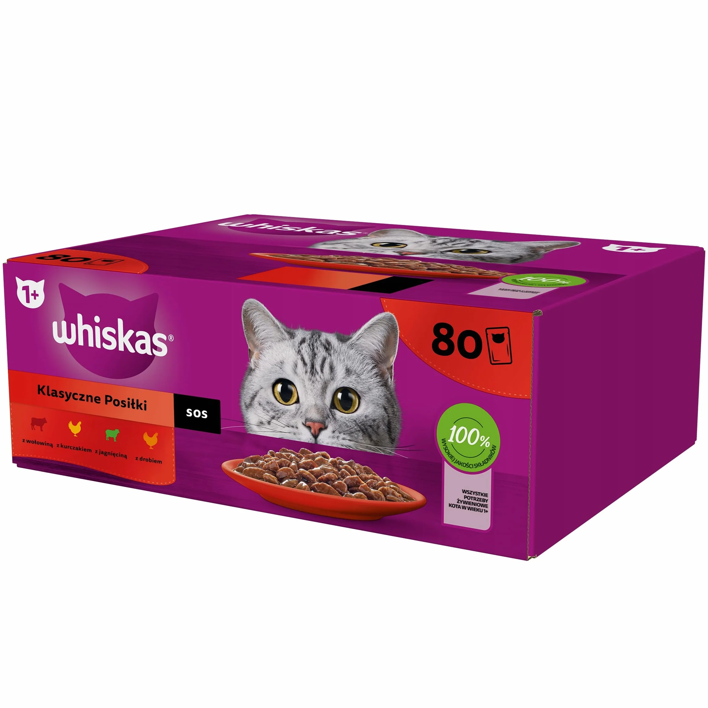 Whiskas Adult Klasyczne Posiłki w sosie mokra karma dla kotów w saszetkach 80x 85g