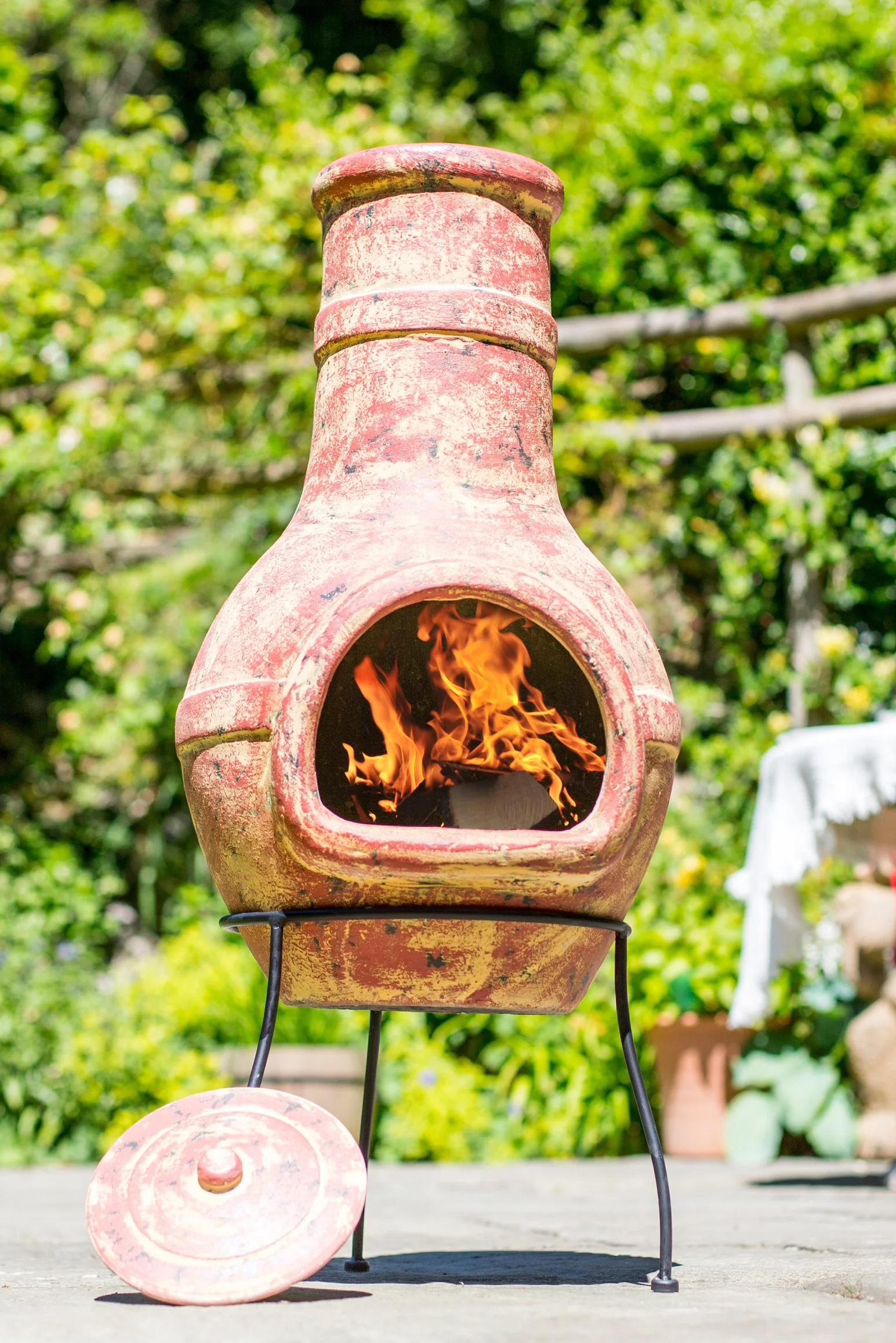 La Hacienda 67067 Chimenea z gliny, duża - efekt miedzi, 94 cm x 40 cm x 40 cm