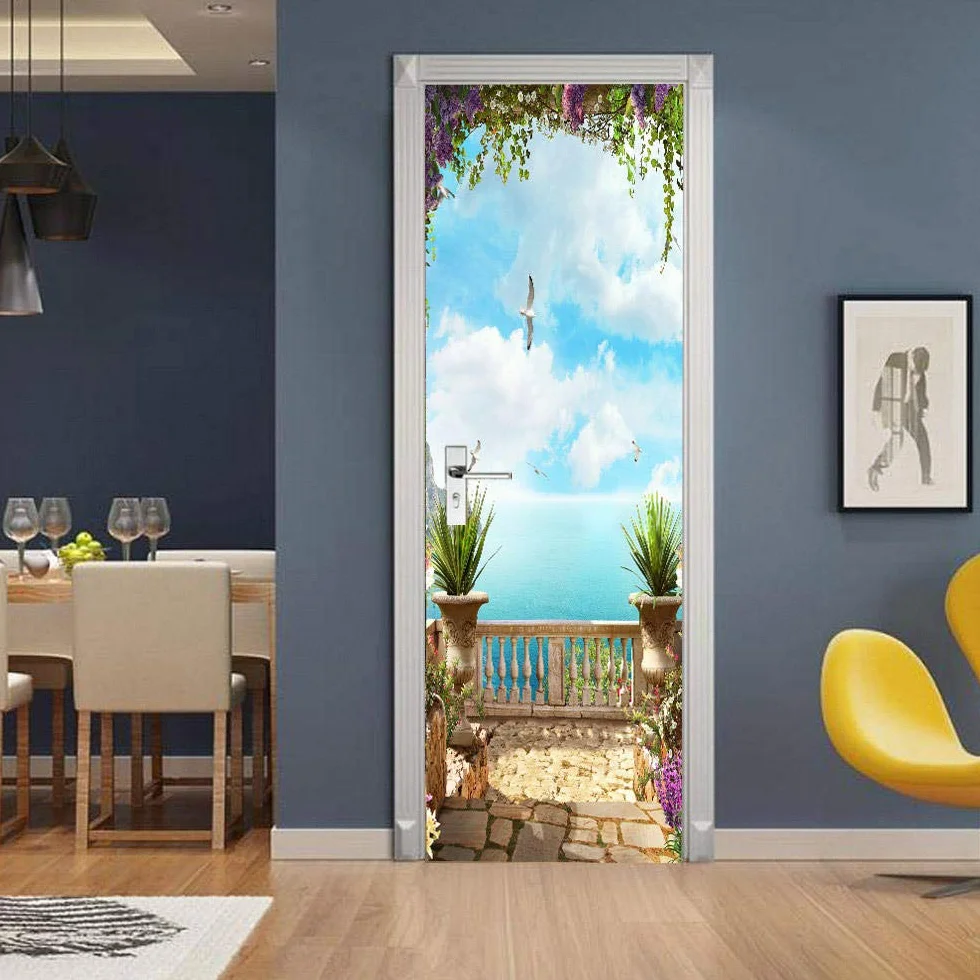 Samoprzylepna tapeta na drzwi, plakat na drzwi, 3D, krajobraz, fototapeta, folia na drzwi, tapeta ścienna, PCW, wodoodporna, do sypialni, 77 x 200 cm