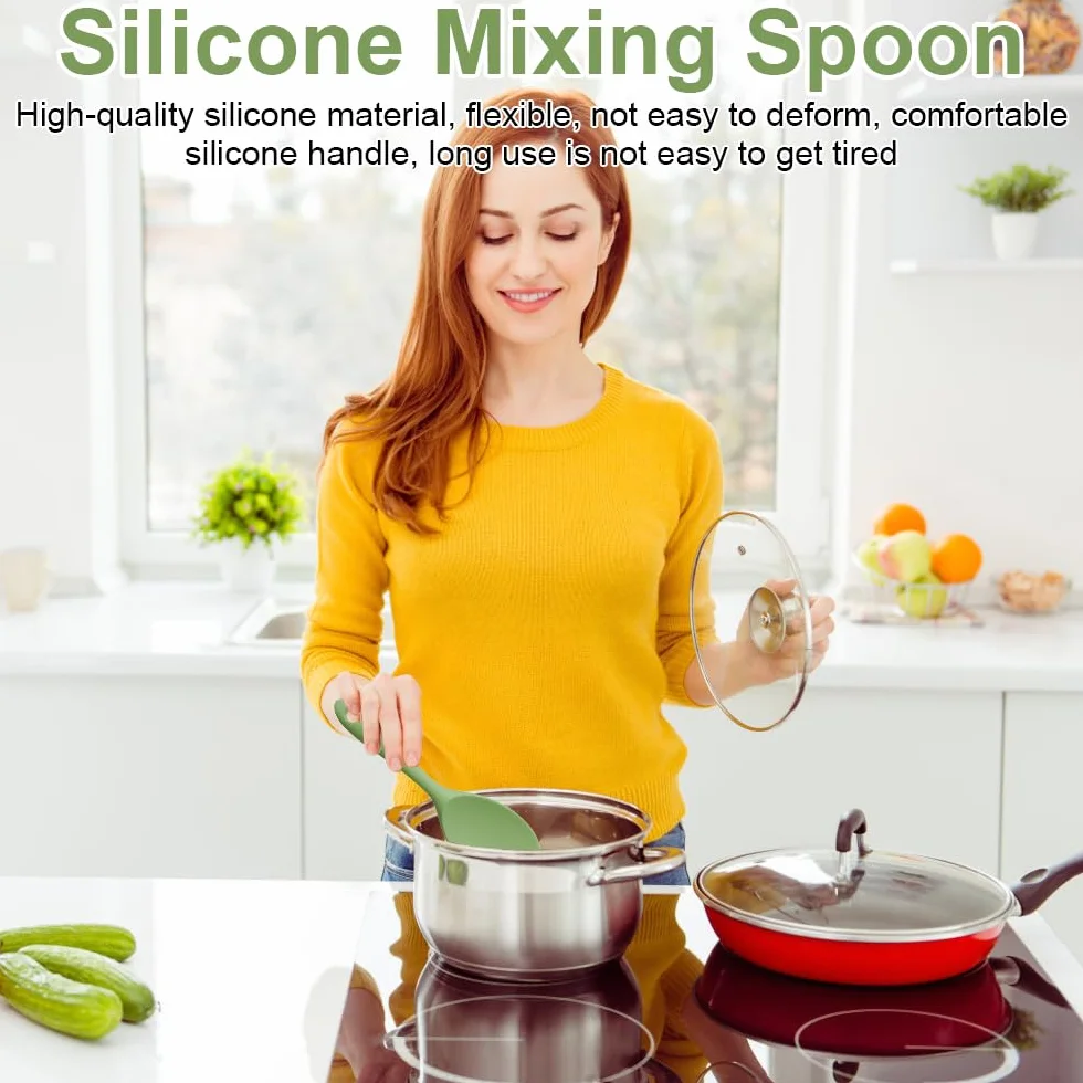 Łyżki do ryżu, 2 sztuki, silikonowe, nieprzywierające, do ryżu, ryżu sushi, jajecznicy (zielona, 2 x 5 cm)