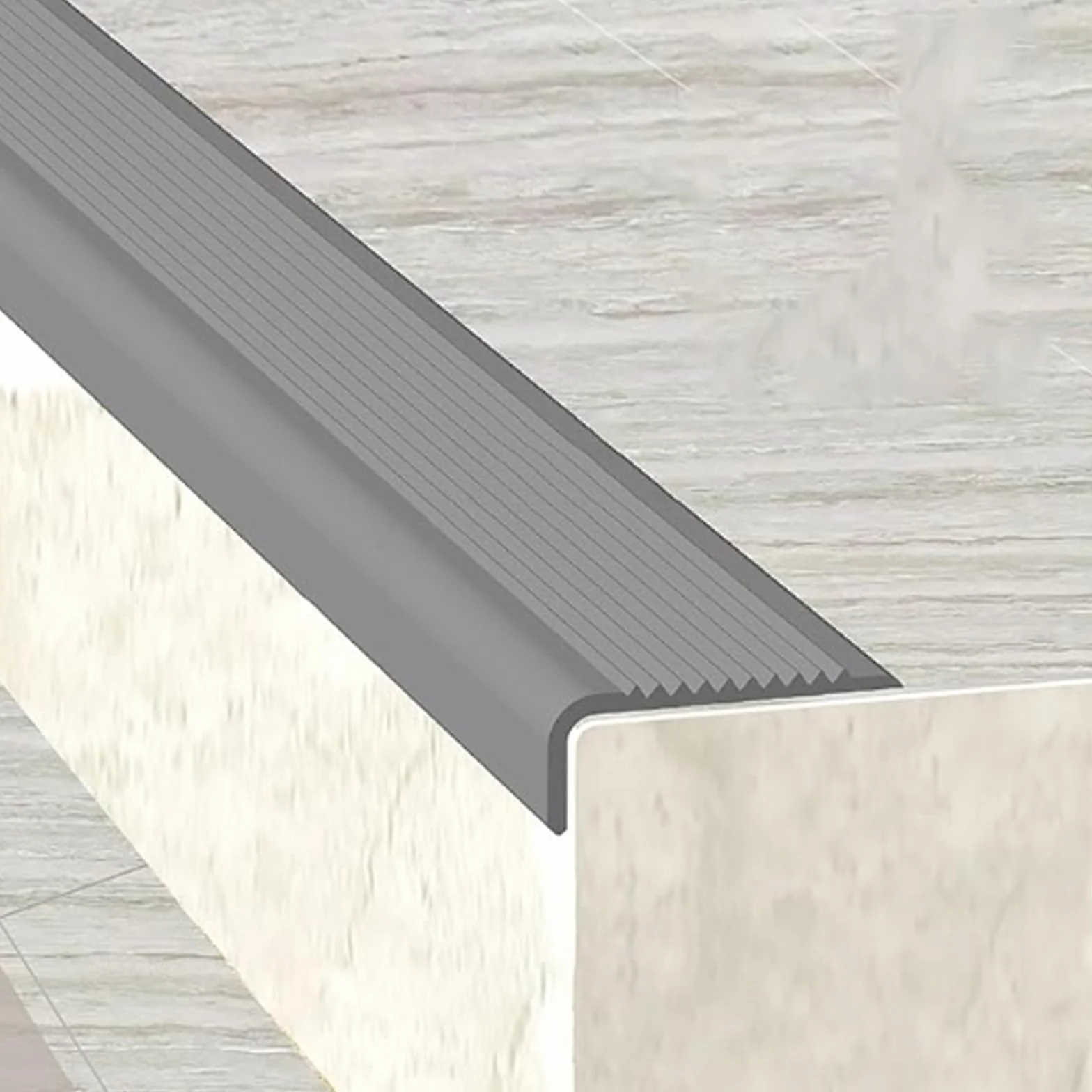 Listwy Ochronne na Schody z PVC, Paski Ochronne na Krawędzie Schodów, Antypoślizgowe Samoprzylepne do Domu, Szkoły, Szpitala, Kina(Gray,100cm/3.3ft)