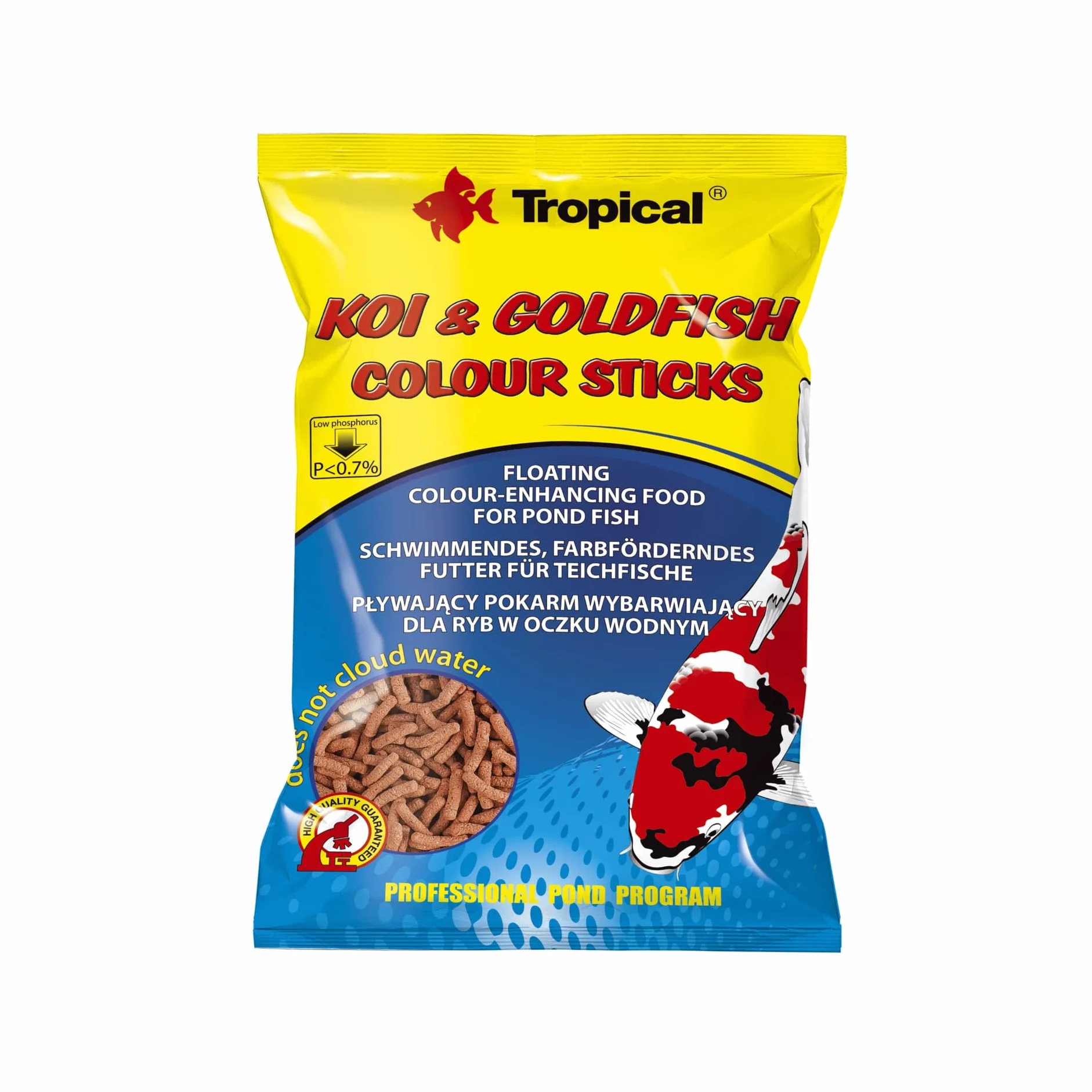 Tropical Pływający pokarm wybarwiający dla ryb w oczku wodnym KOI&GOLDFISH COLOUR STICKS 1000ml / 90g