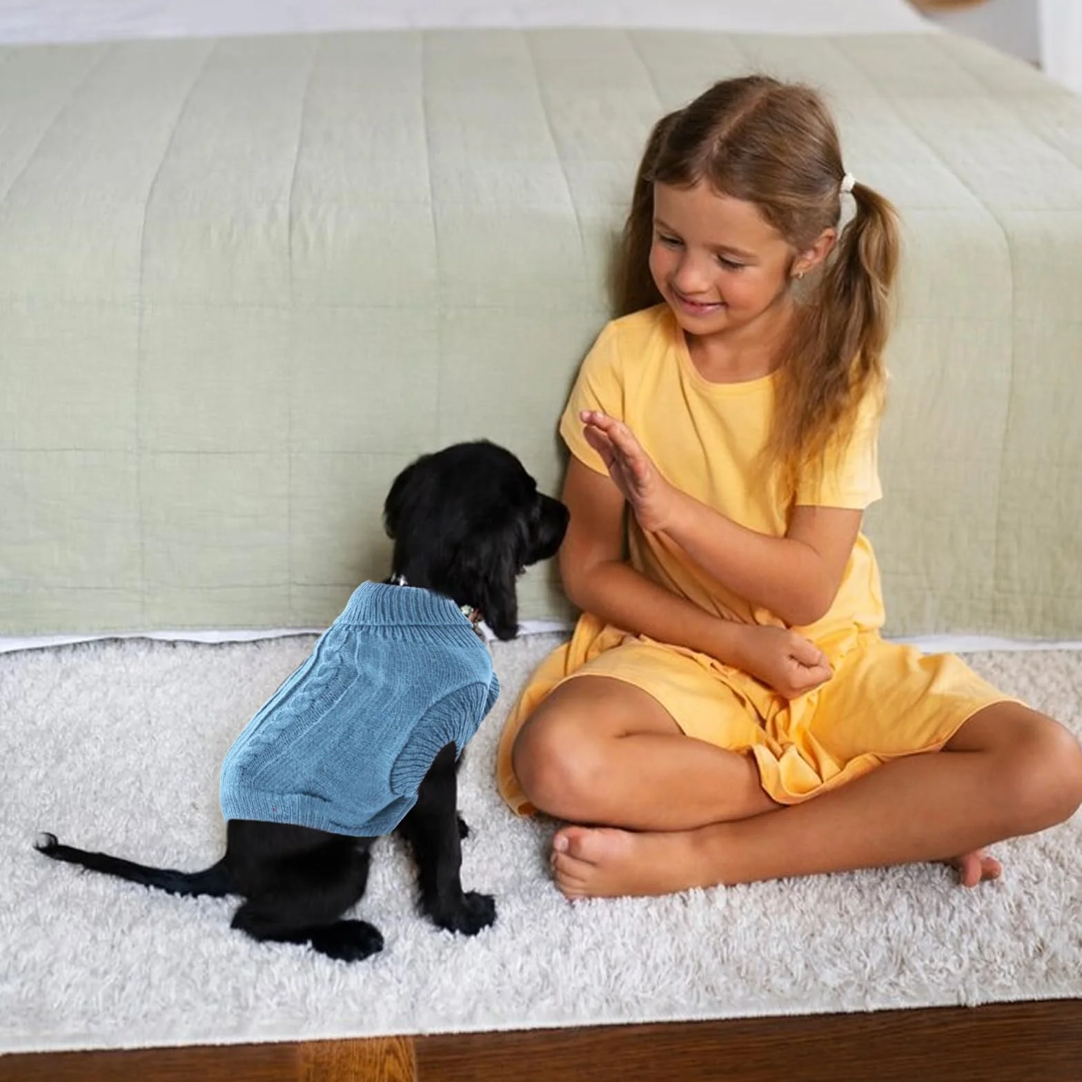 PLUSHCEWT Ciepły sweter dla szczeniaka, niebieski golf, sweter dla szczeniaka, miękkie, wygodne ubrania dla psów, dzianinowy pulower dla psa, miękki golf, ubrania dla psów, kamizelka, dzianinowy