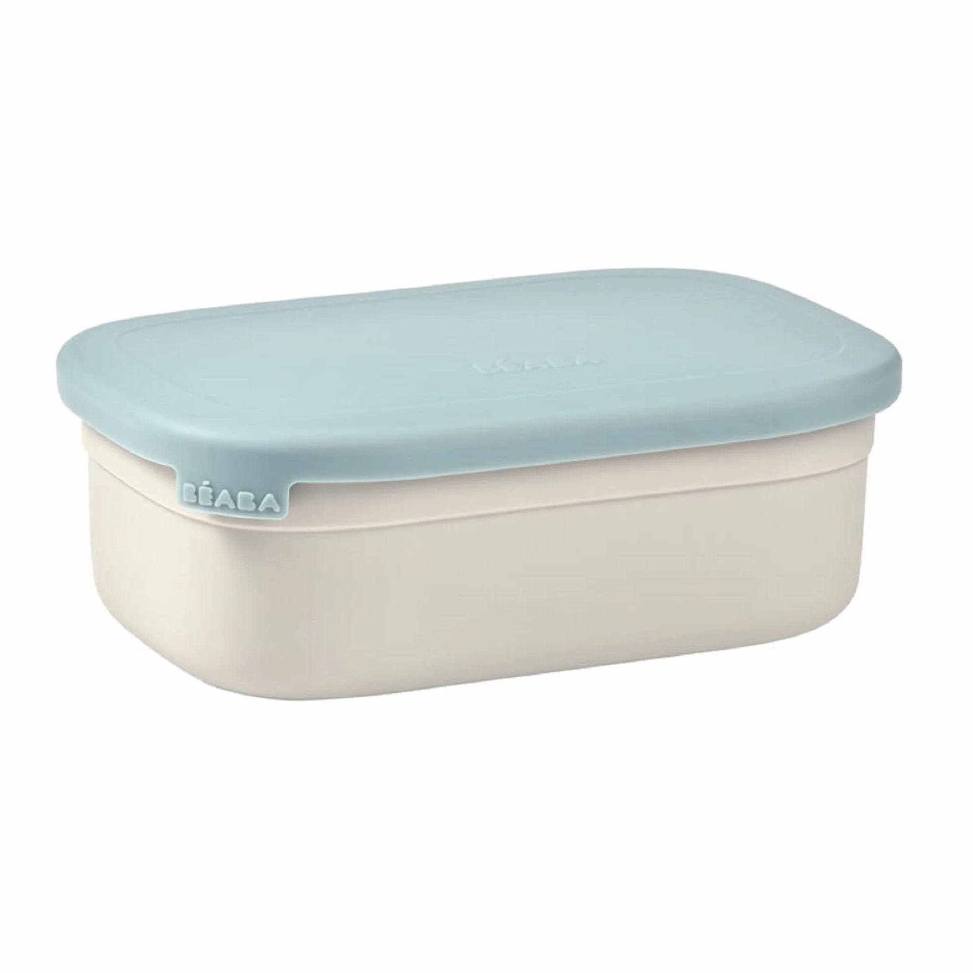 BÉABA, Pudełko śniadaniowe dla dzieci, pudełko na lunch/lunch, pudełko ze stali nierdzewnej, Bento, przegrody, pokrowiec silikonowy, 760 ml, aksamitny szary/bałtycki niebieski