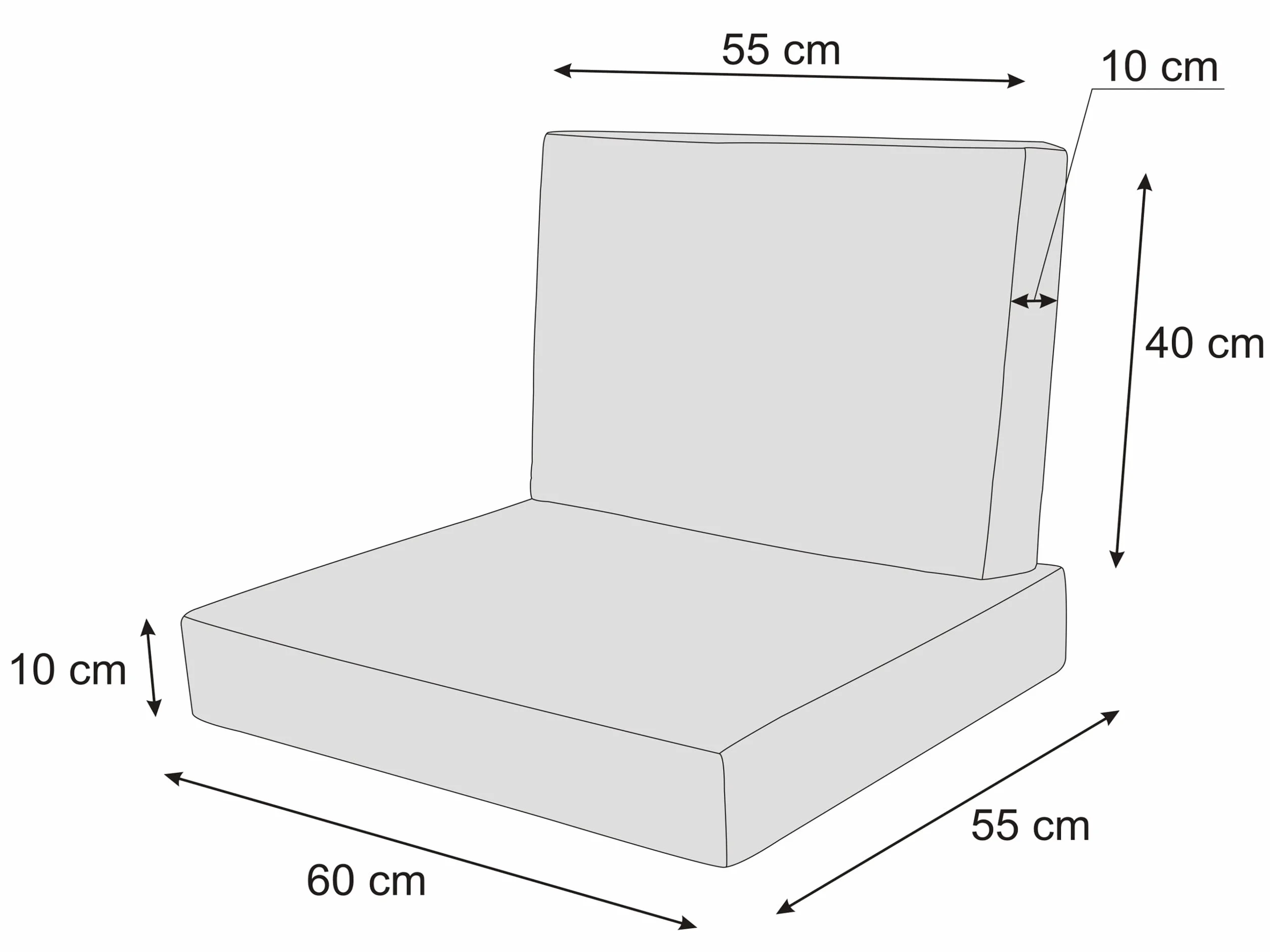 PillowPrim Zestaw poduszek na fotel rattanowy / wiklinowy, oparcie siedzenia, poduszka do siedzenia, do użytku na zewnątrz, poduszka do siedzenia, krzesło rattanowe, 60 x 55 x 40 cm, kolor beżowy