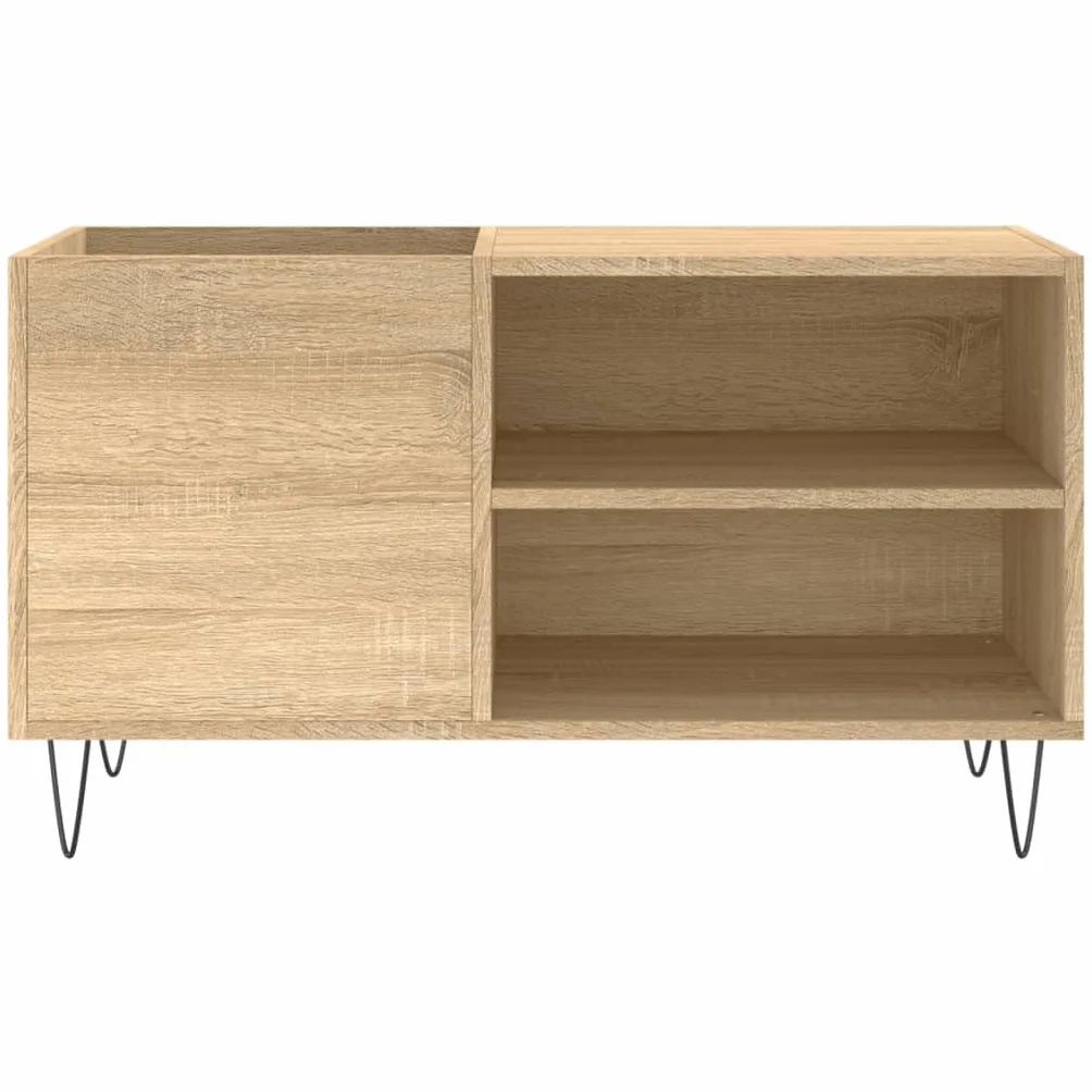 Szafka panelowa z dębu Sonoma 85 x 38 x 48 cm, materiał drewnopochodny ze stabilną nogą żelazną dla miłośników muzyki, miejsce do przechowywania płyt LP, gramofonu, szafki pod telewizor
