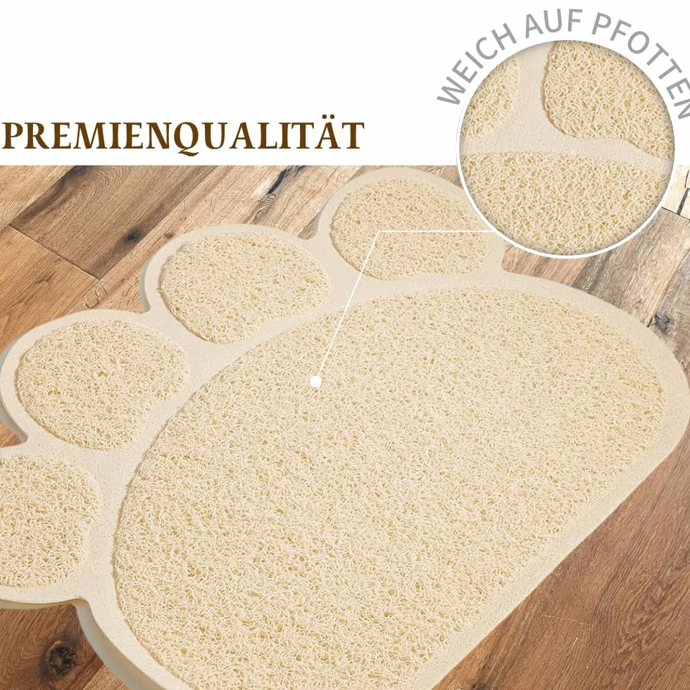 Mata do kuwety dla kotów 40x30 cm wodoodporna antypoślizgowa PVC podkładka pod żwirek beżowa