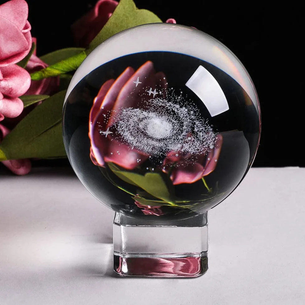 60/70/80MM średnica Globe Galaxy miniatury kryształowa kula 3d grawerowane szkło kwarcowe kula kula akcesoria do dekoracji domu, ze srebrną podstawą, 80mm