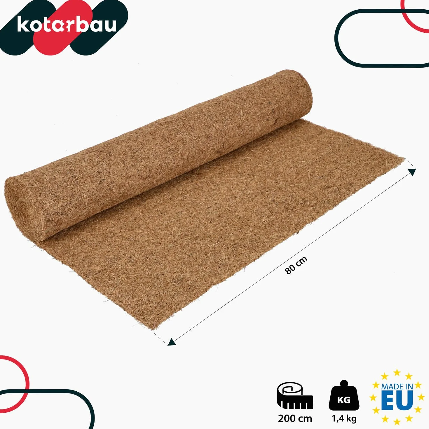 KOTARBAU® Mata Kokosowa Z Włókna Kokosowego Ogrodnicza Antychwastowa Uniwersalna Do Roślin Doniczek Rolka 80 X 200 CM