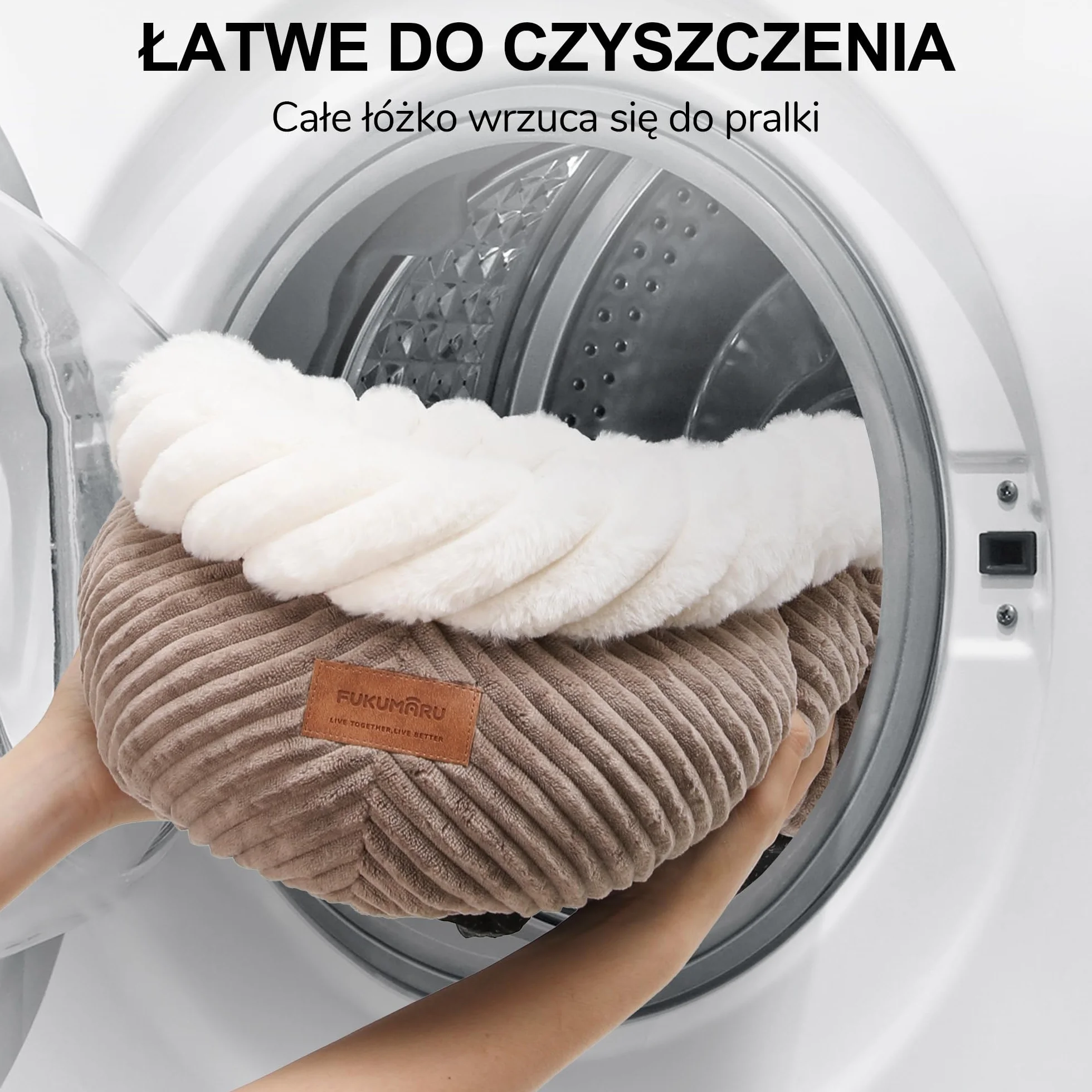 Legowiska dla kotów FUKUMARU zmywalne antypoślizgowe 53 cm camelowy