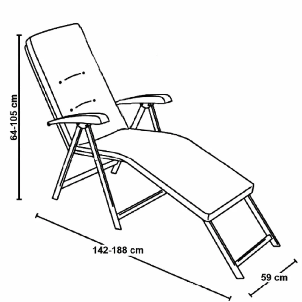 PATIO Leżak ogrodowy z podnóżkiem Lena Lounger rozkladany podłokietniki szary poduszka