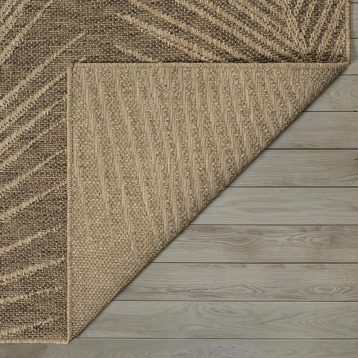 the carpet Kansas – wytrzymały dywan do wnętrz i na zewnątrz, o naturalnym wyglądzie juty, odporny na warunki atmosferyczne, nadaje się na taras i do ogrodu, ok. 60 x 90 cm