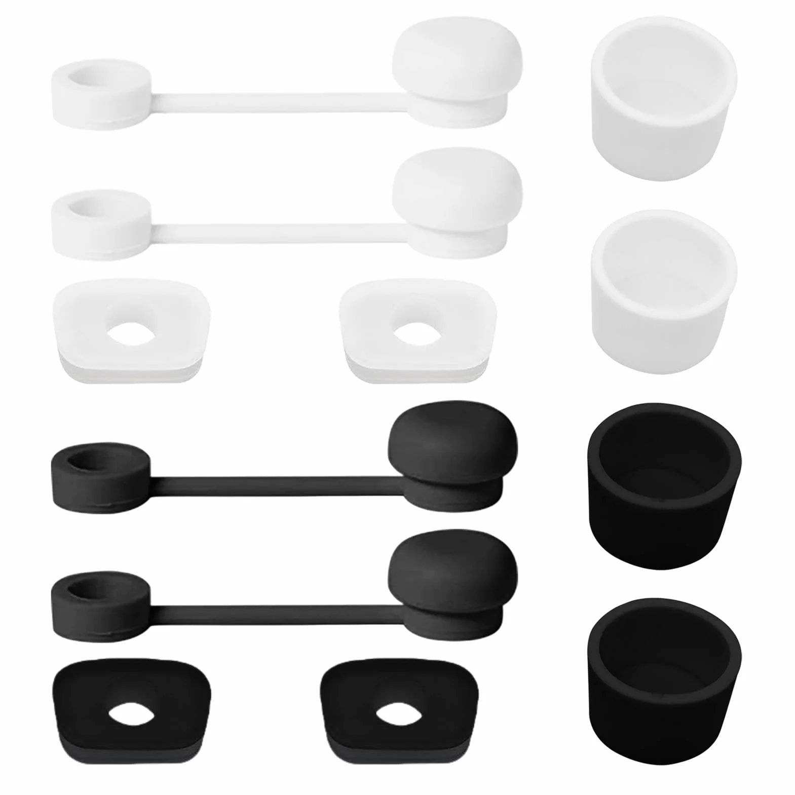Zestaw 2 silikonowych etui na słomki, czarne i przezroczyste, 6 sztuk w zestawie, silikonowe etui na słomkę zapobiegającą wyciekom, do kubków Stanley Tumbler 30/40 uncji, kompatybilne z kubkami 1,2 l