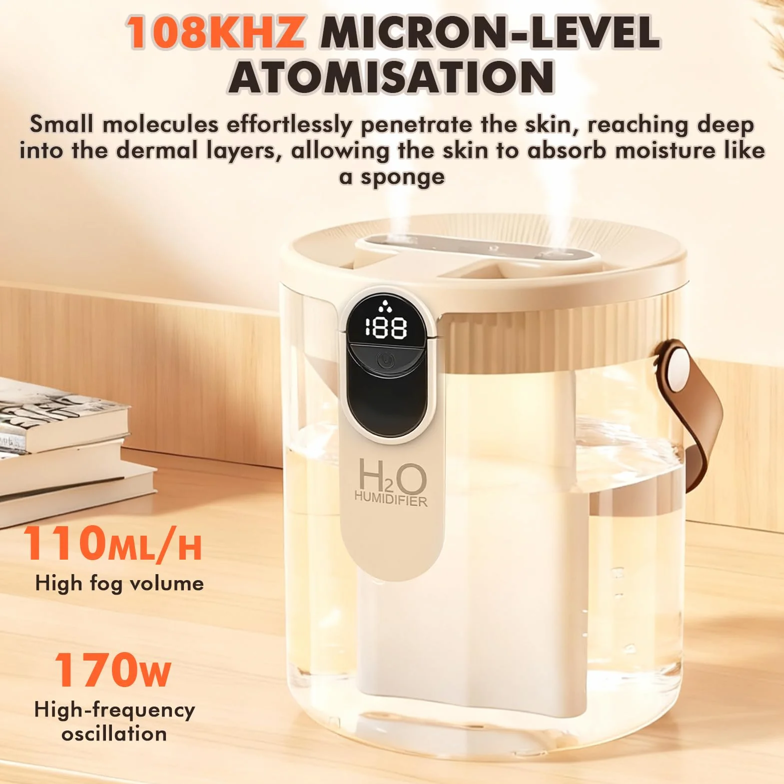 Beżowy stołowy nawilżacz powietrza, Home Dual-Spray wtyczka typu C