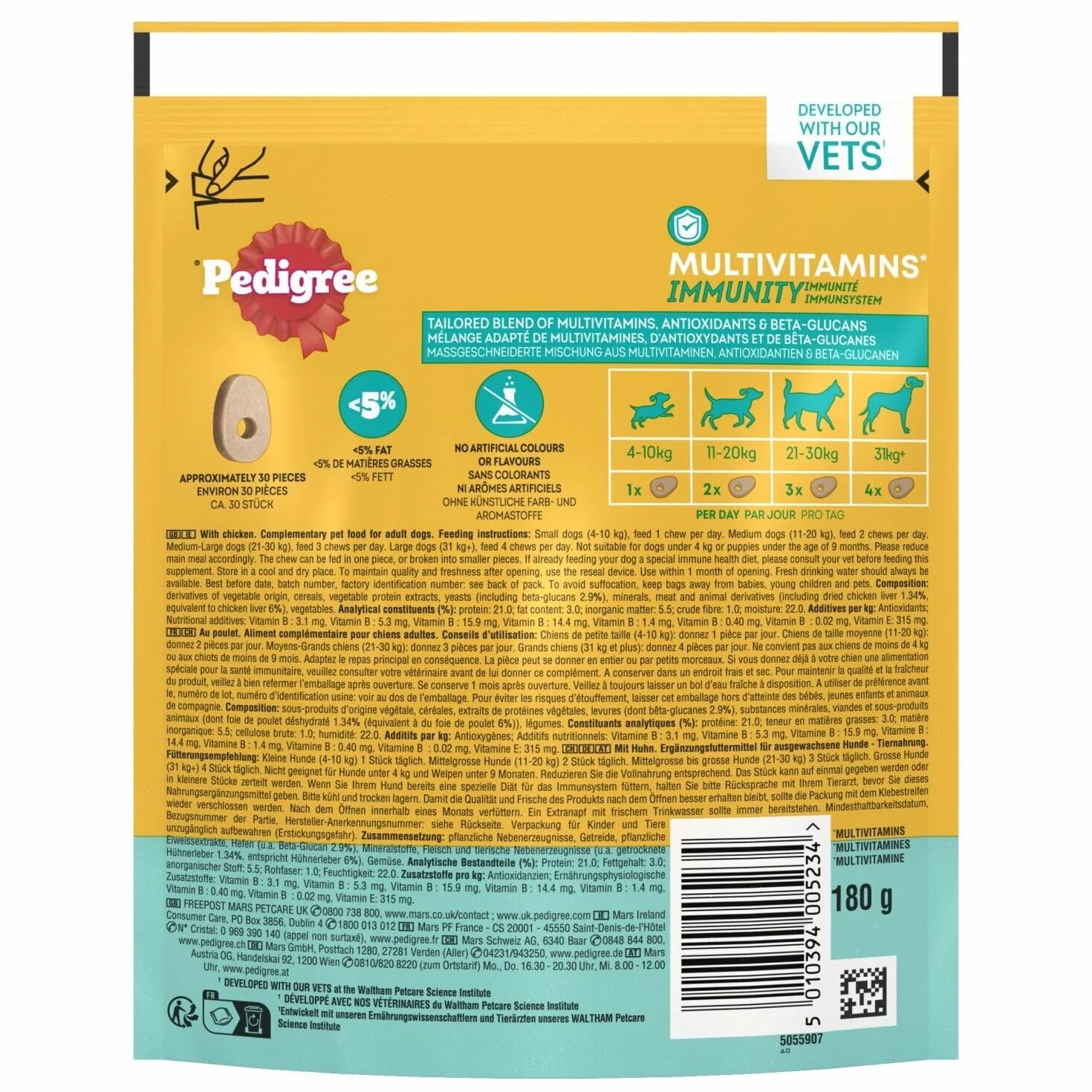 PEDIGREE Worek multiwitaminowy układ odpornościowy 6 x 180 g